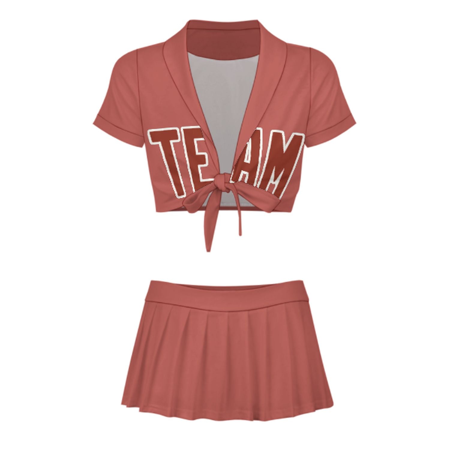 Maßgeschneidertes Kupferrose Korallenrot Cheerleader Outfit Set