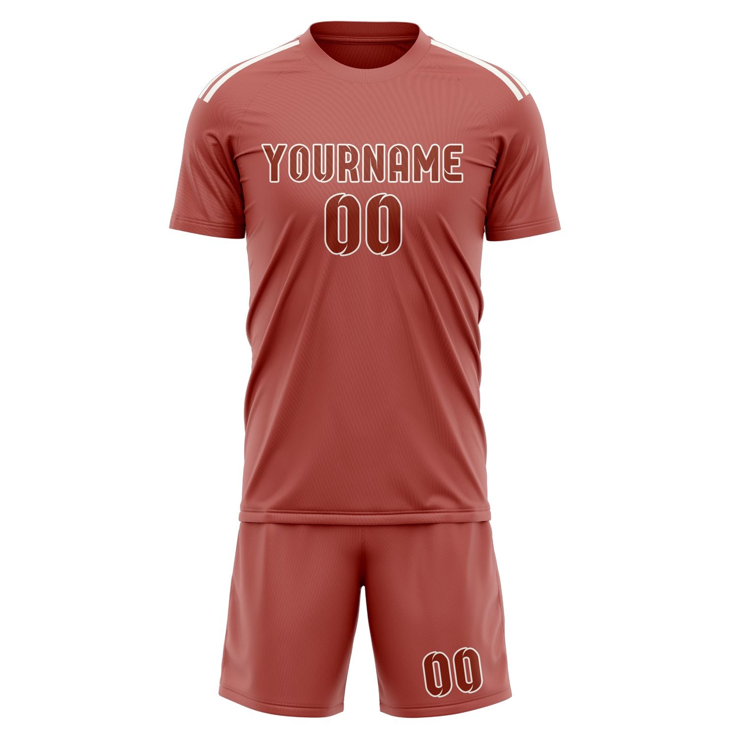 Maßgeschneidertes Professionelles Kupferrose Korallenrot Fußballtrikot-Set