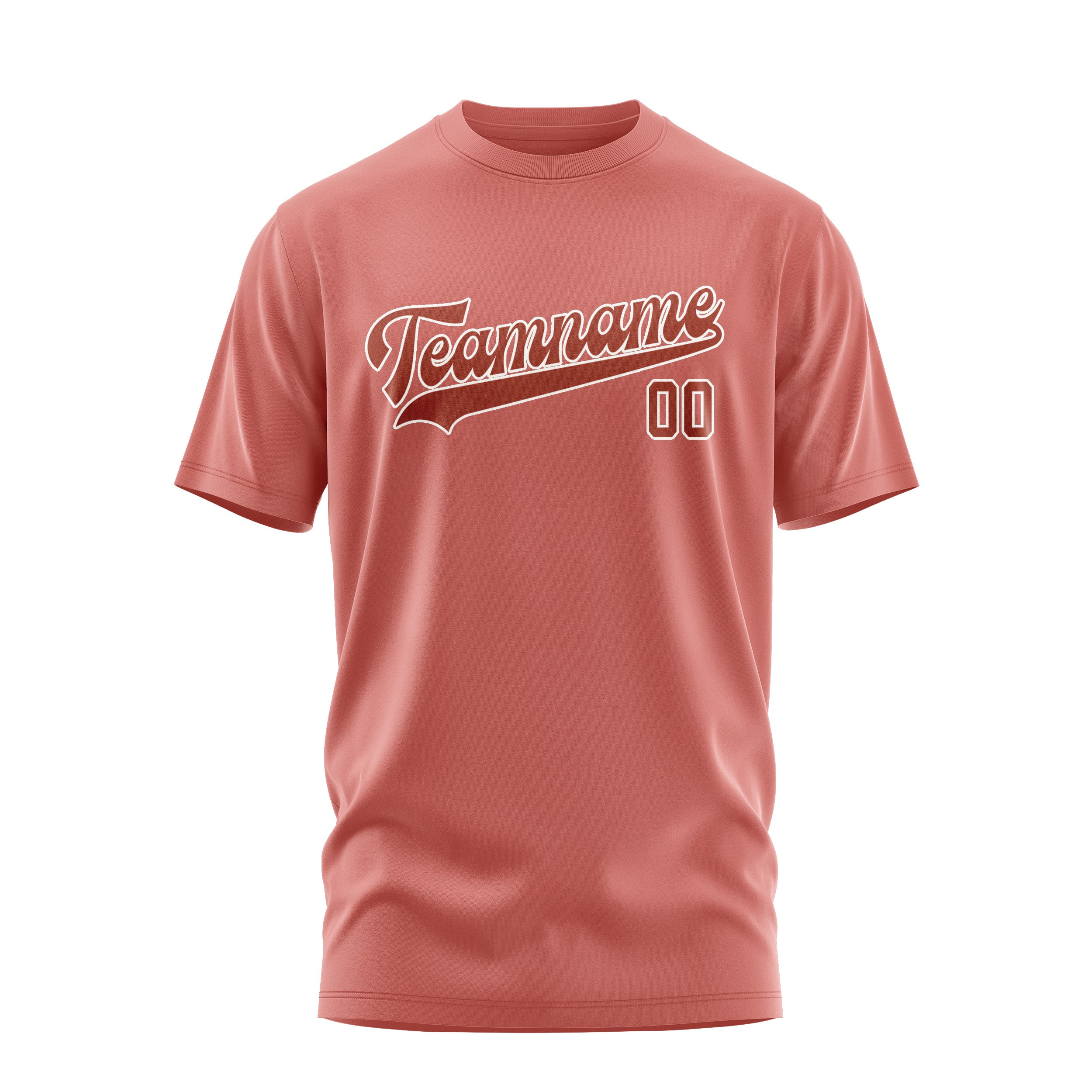 Maßgeschneidertes Kupferrose Korallenrot T-Shirt