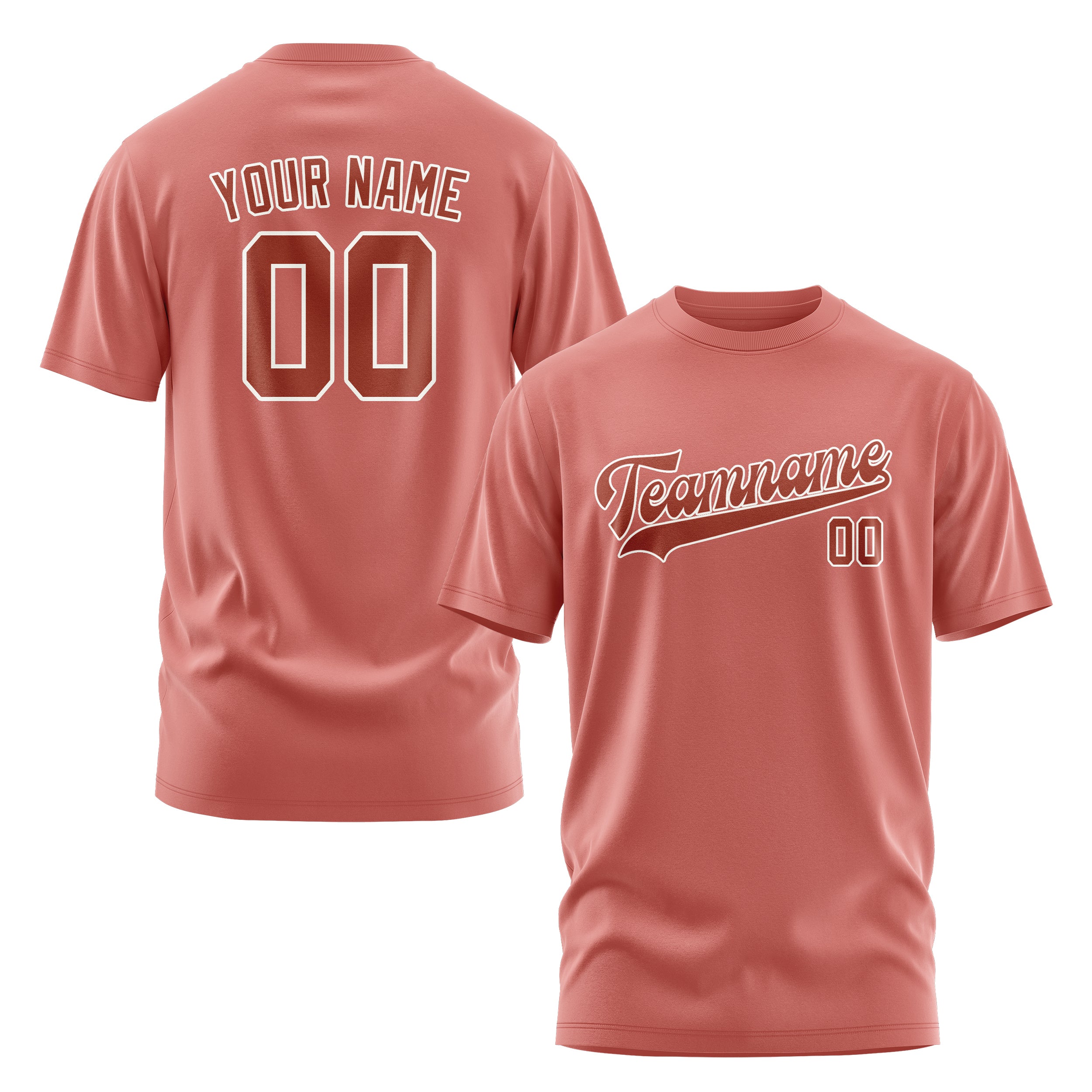 Maßgeschneidertes Kupferrose Korallenrot T-Shirt