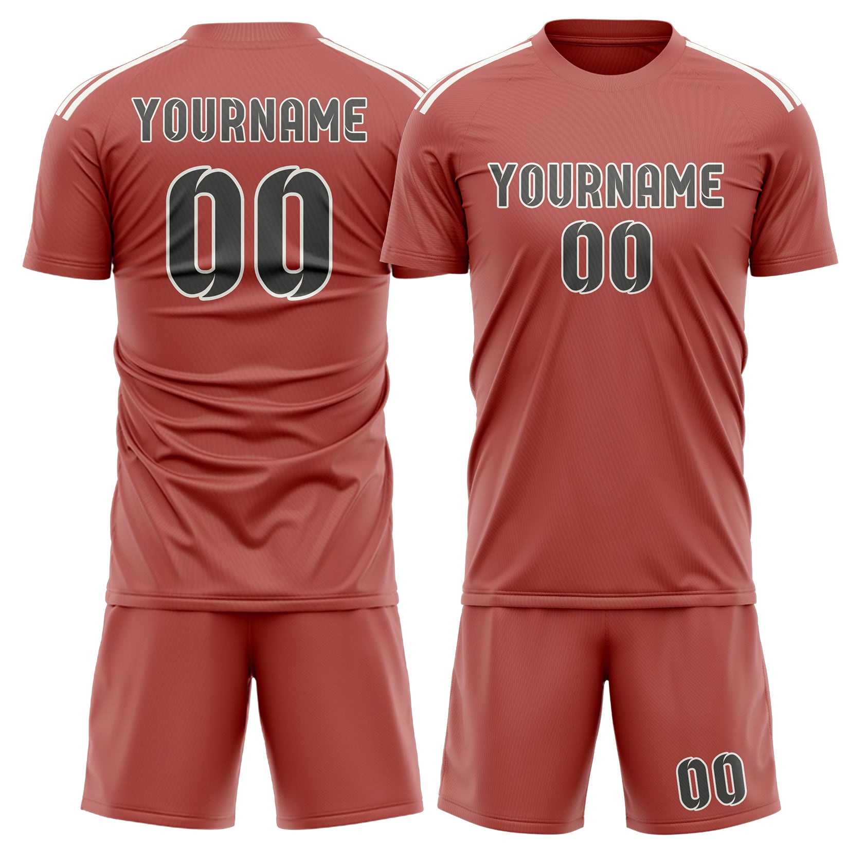 Maßgeschneidertes Professionelles Kupferrose Dunkelgrau Fußballtrikot-Set