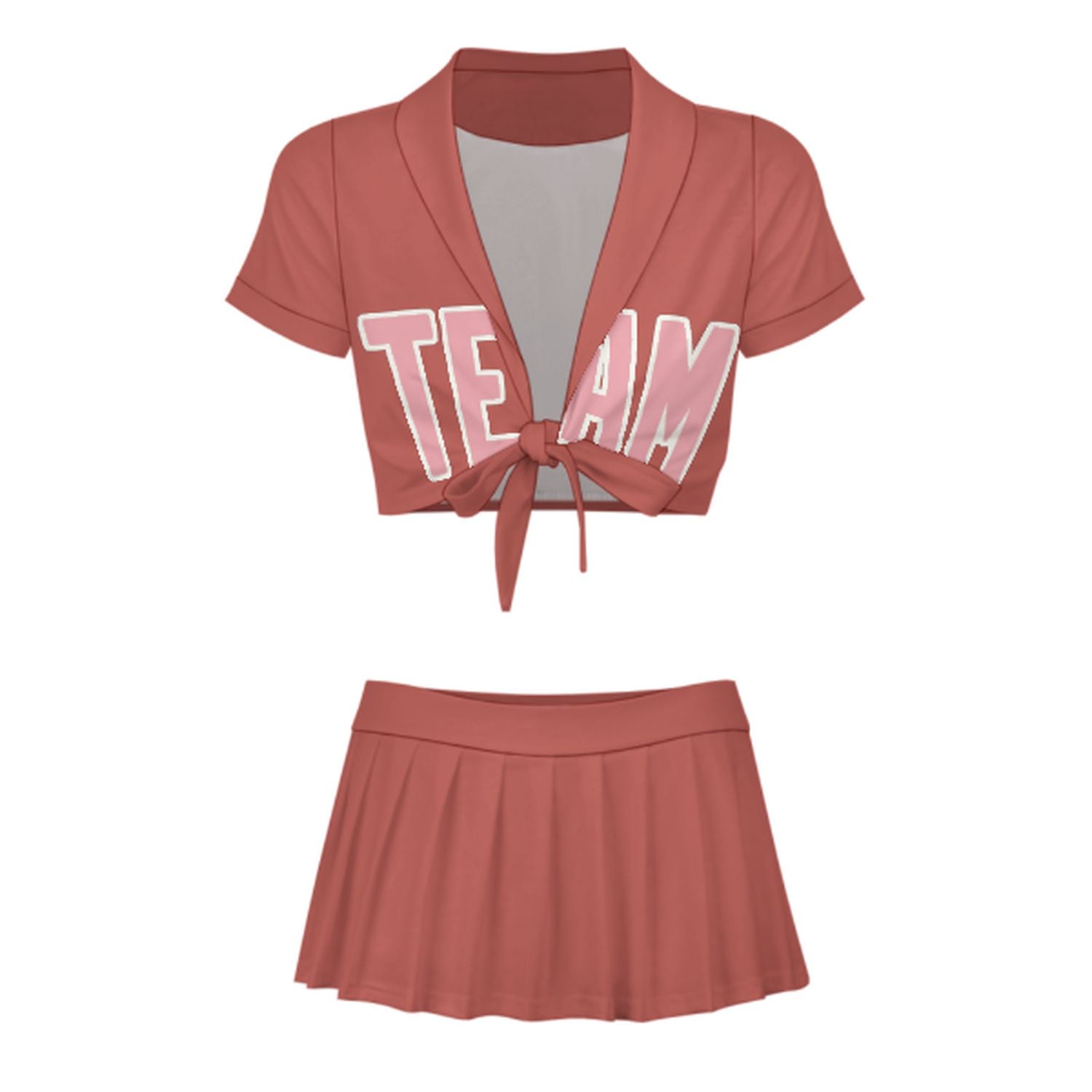 Maßgeschneidertes Kupferrose Rosa Cheerleader Outfit Set