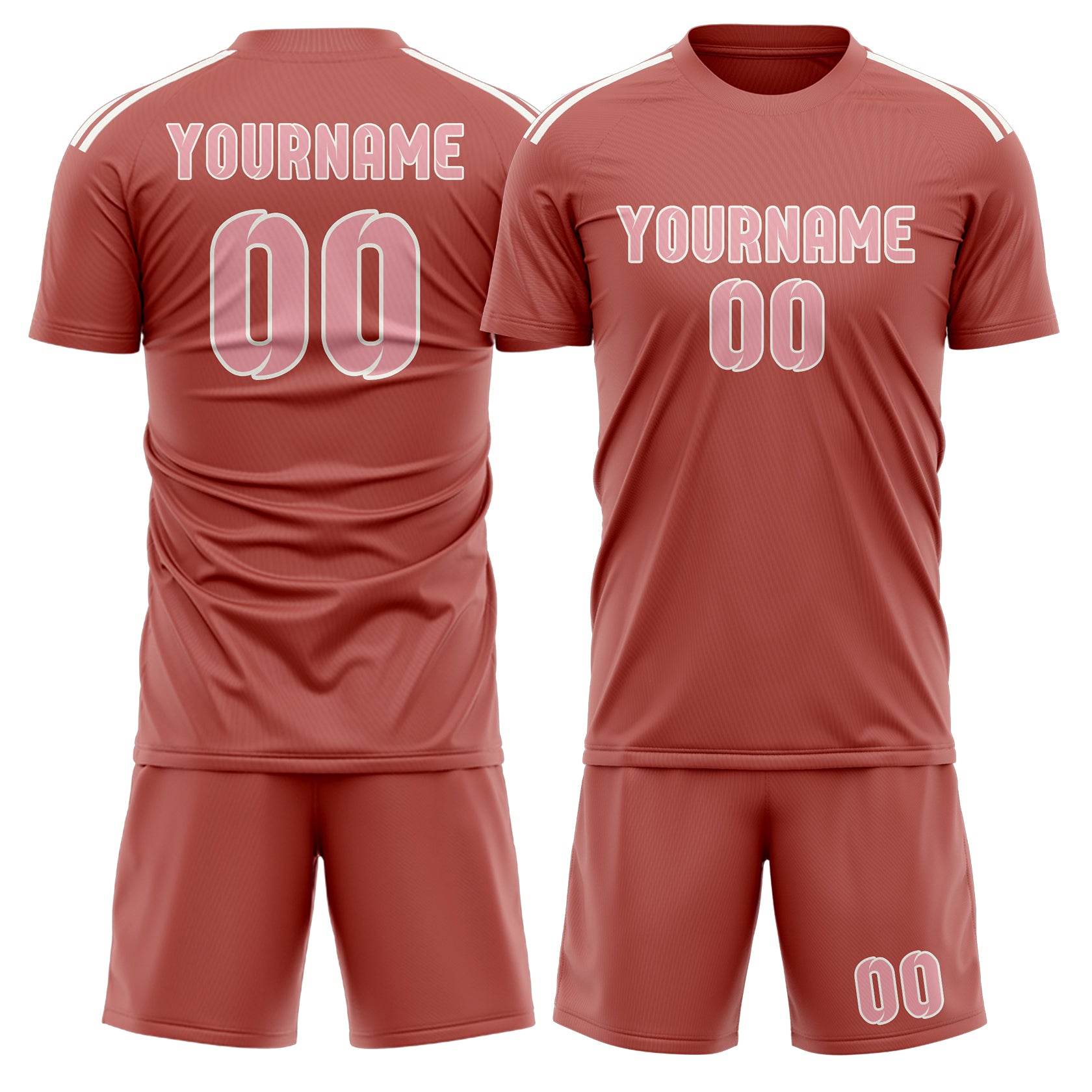 Maßgeschneidertes Professionelles Kupferrose Rosa Fußballtrikot-Set