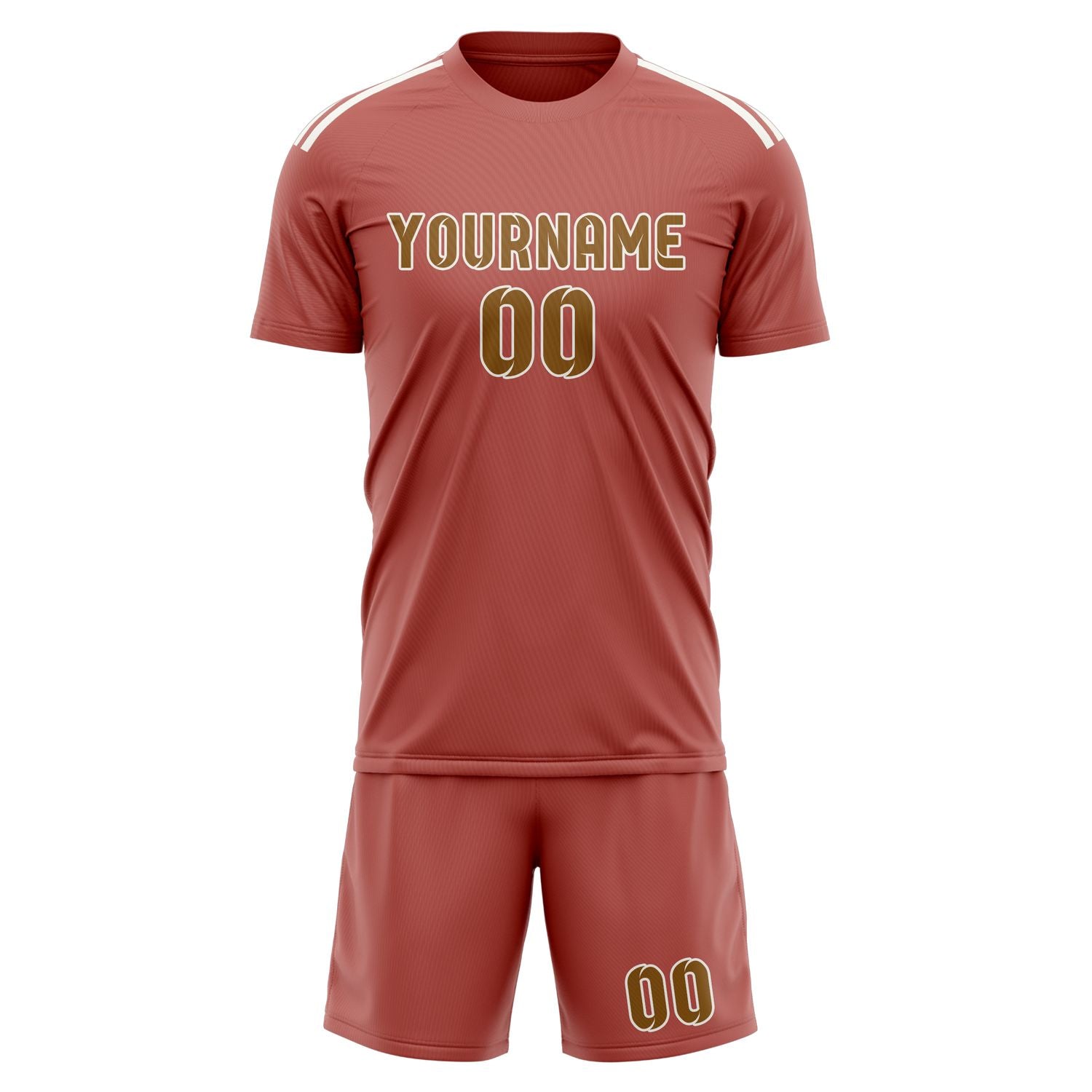 Maßgeschneidertes Professionelles Kupferrose Khaki Fußballtrikot-Set