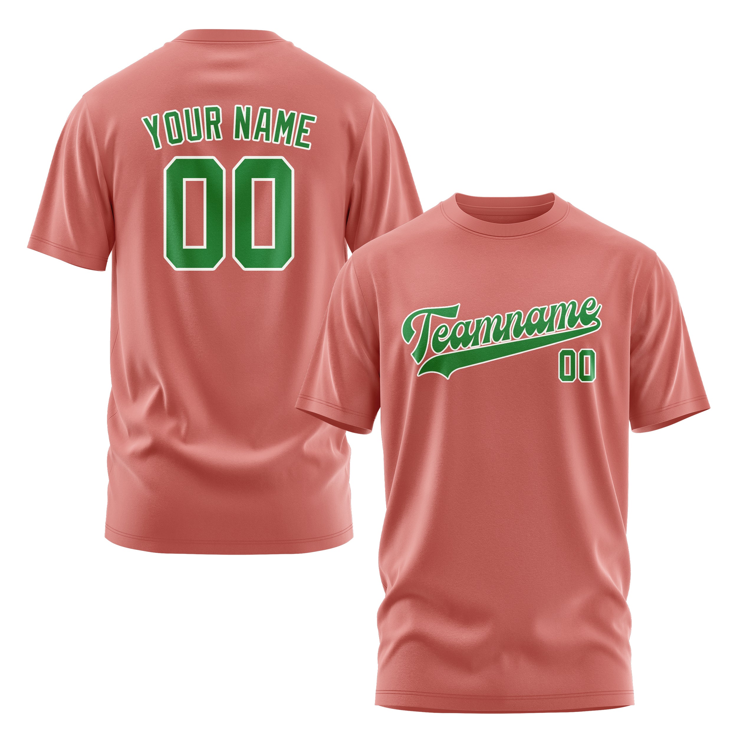 Maßgeschneidertes Kupferrose Smaragdgrün T-Shirt