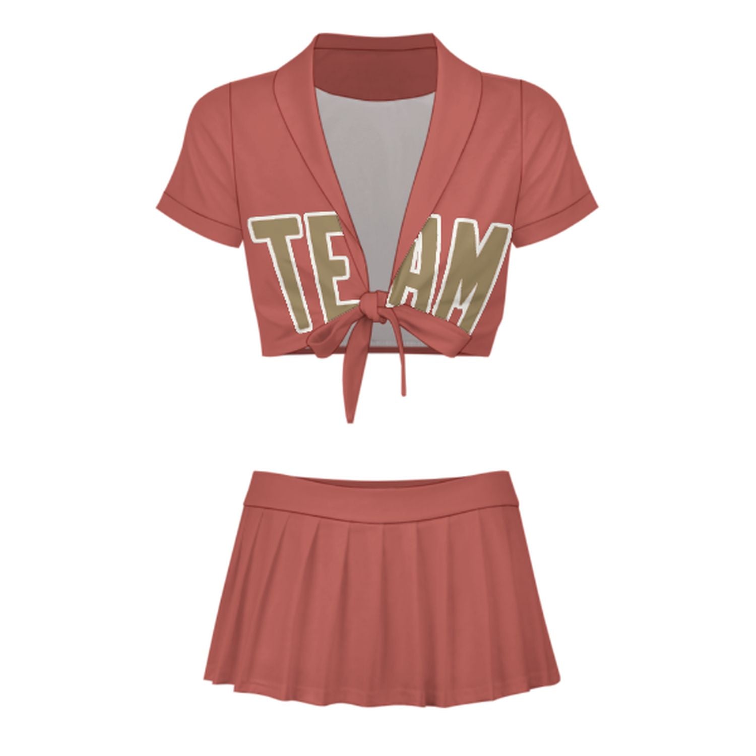 Maßgeschneidertes Kupferrose Hellkhaki Cheerleader Outfit Set