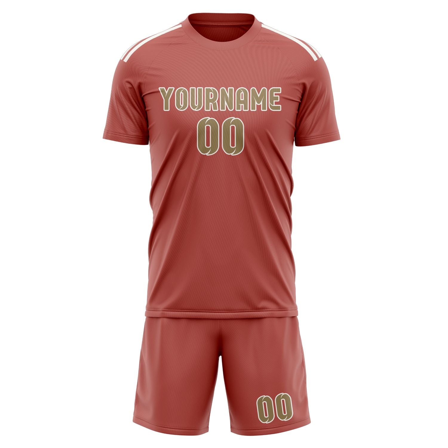 Maßgeschneidertes Professionelles Kupferrose Hellkhaki Fußballtrikot-Set