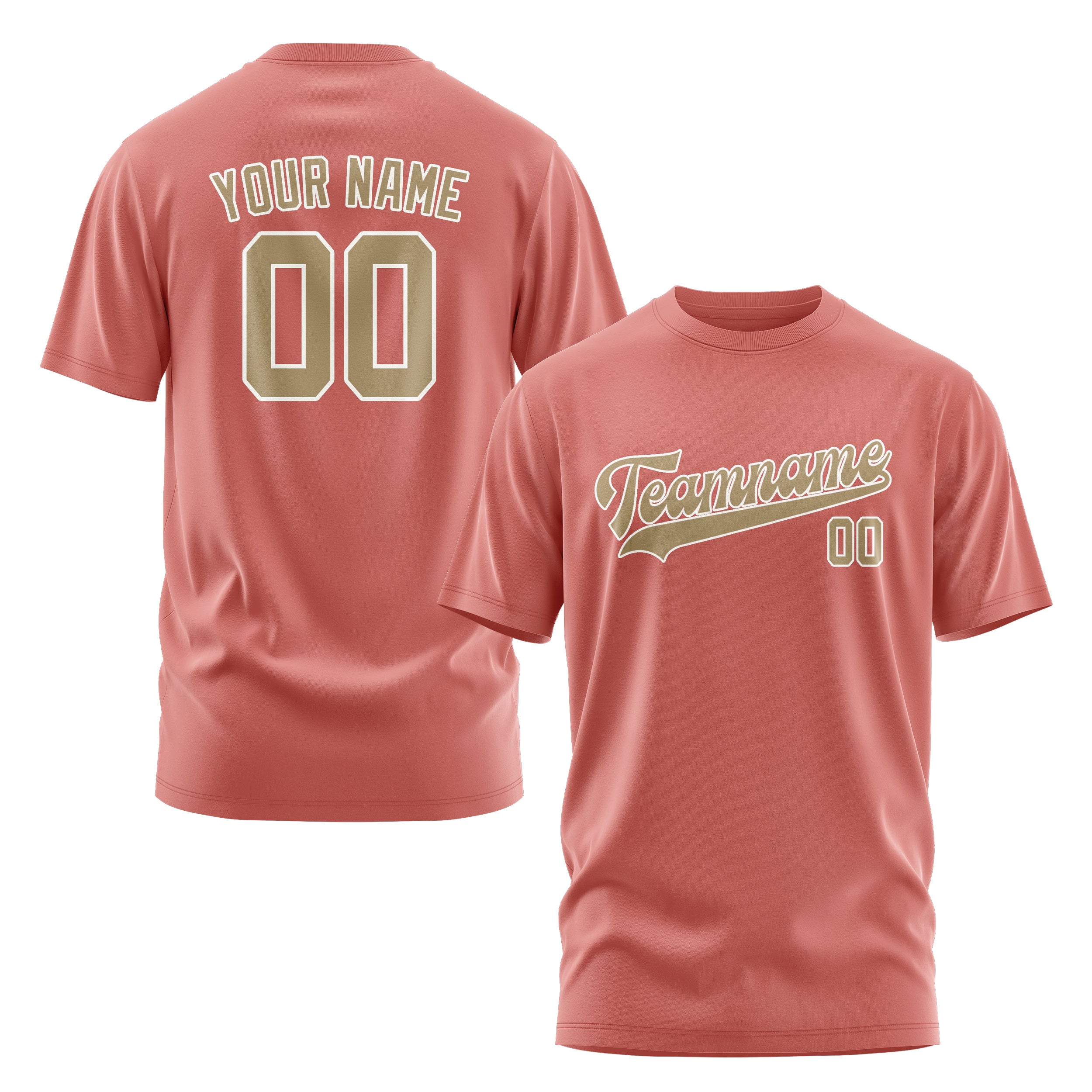 Maßgeschneidertes Kupferrose Hellkhaki T-Shirt