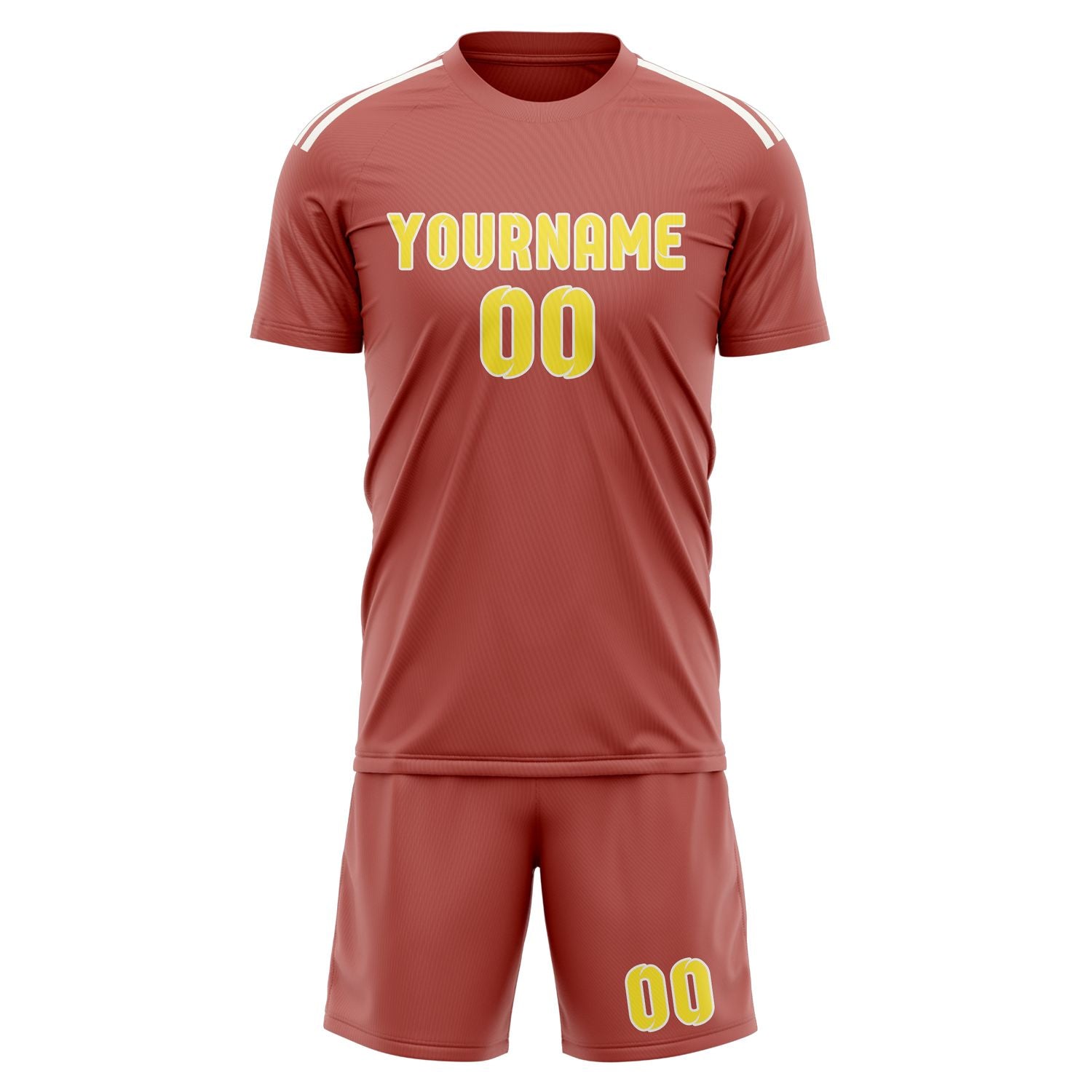 Maßgeschneidertes Professionelles Kupferrose Blassgelb Fußballtrikot-Set