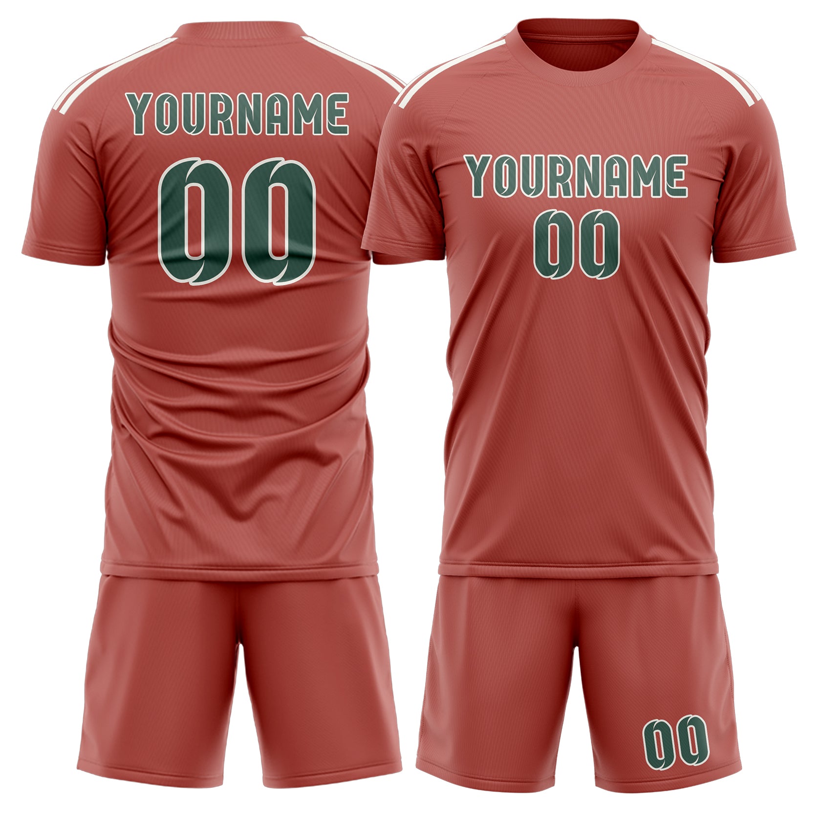 Maßgeschneidertes Professionelles Kupferrose Blaugrün Fußballtrikot-Set