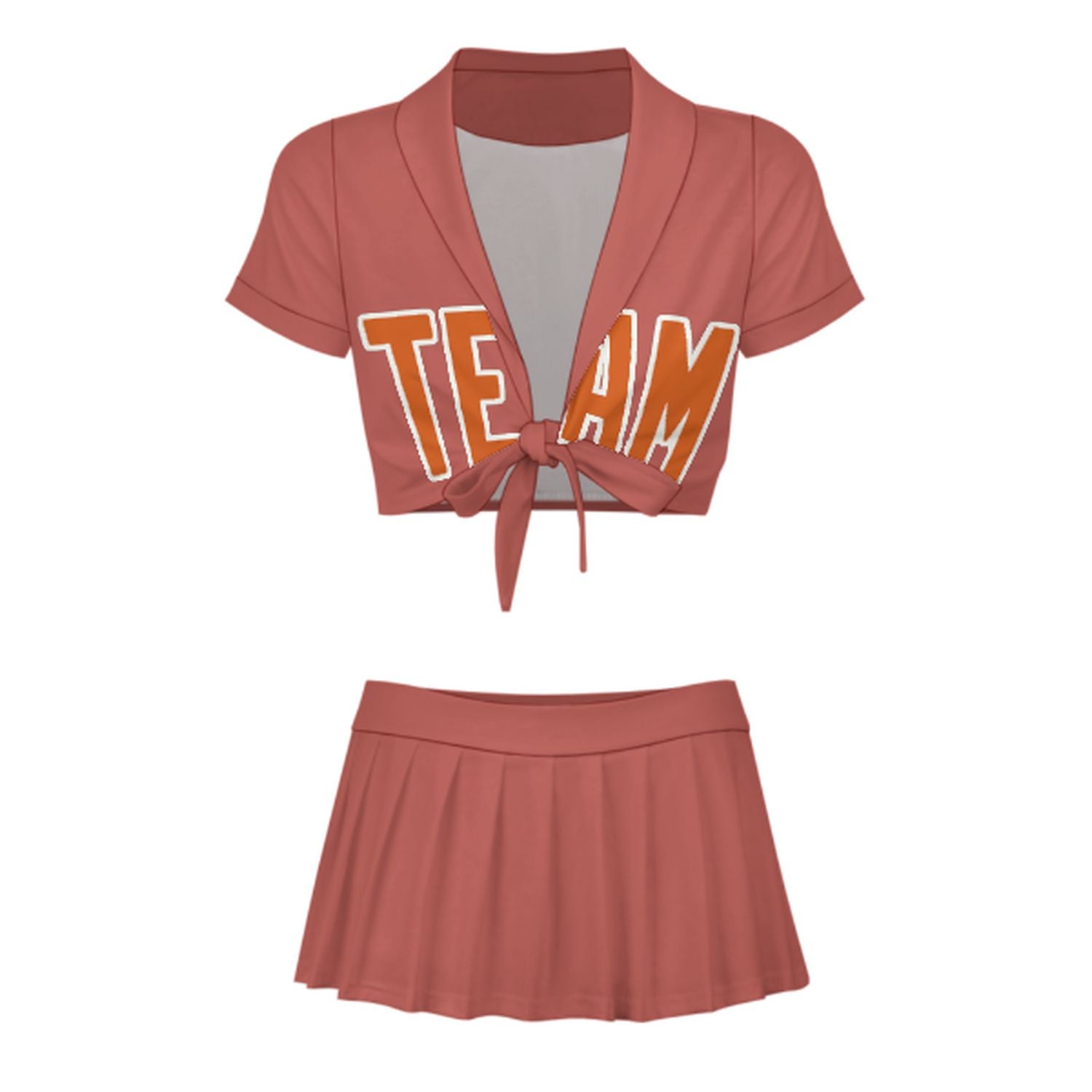 Maßgeschneidertes Kupferrose Orange Cheerleader Outfit Set
