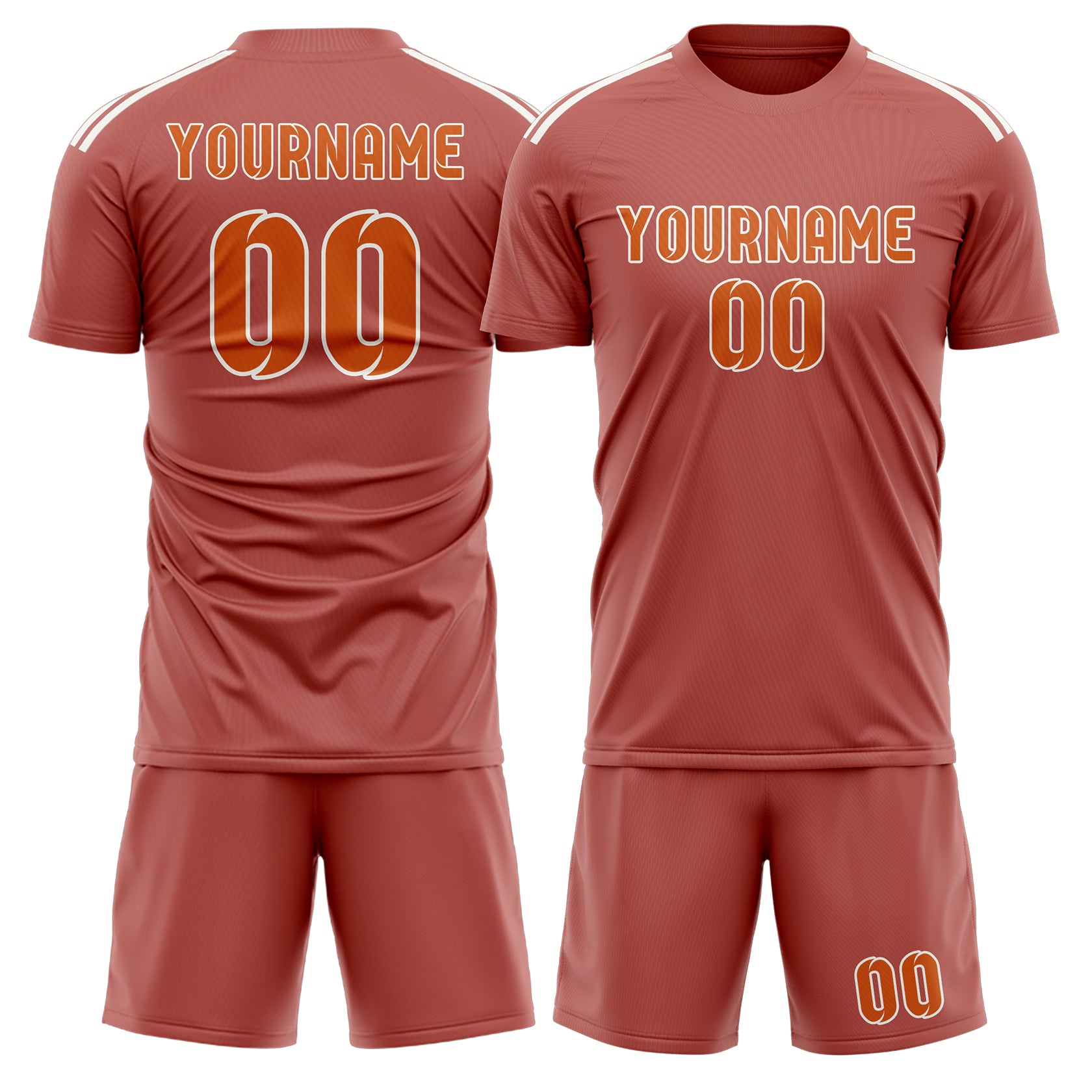Maßgeschneidertes Professionelles Kupferrose Orange Fußballtrikot-Set