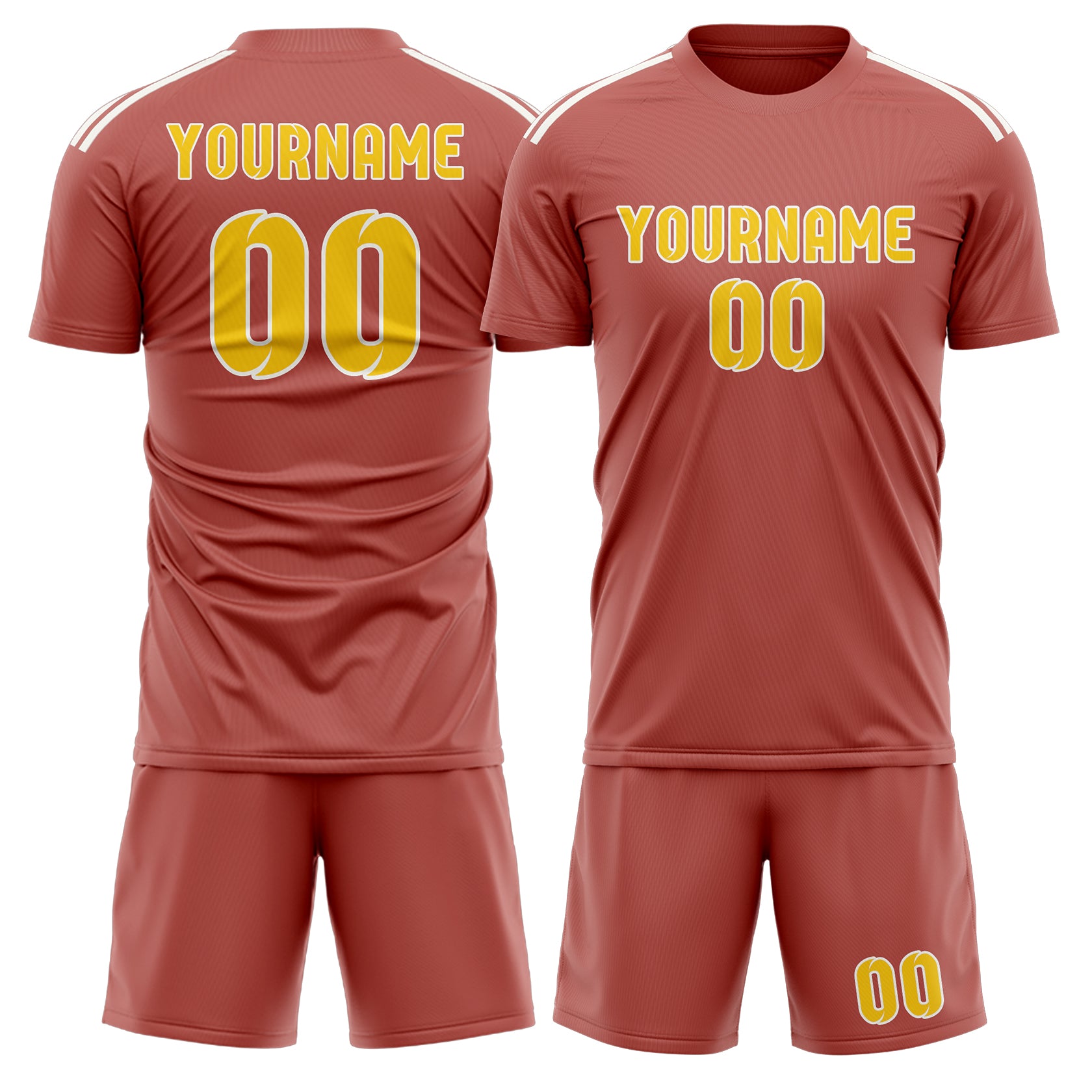 Maßgeschneidertes Professionelles Kupferrose Gold Fußballtrikot-Set