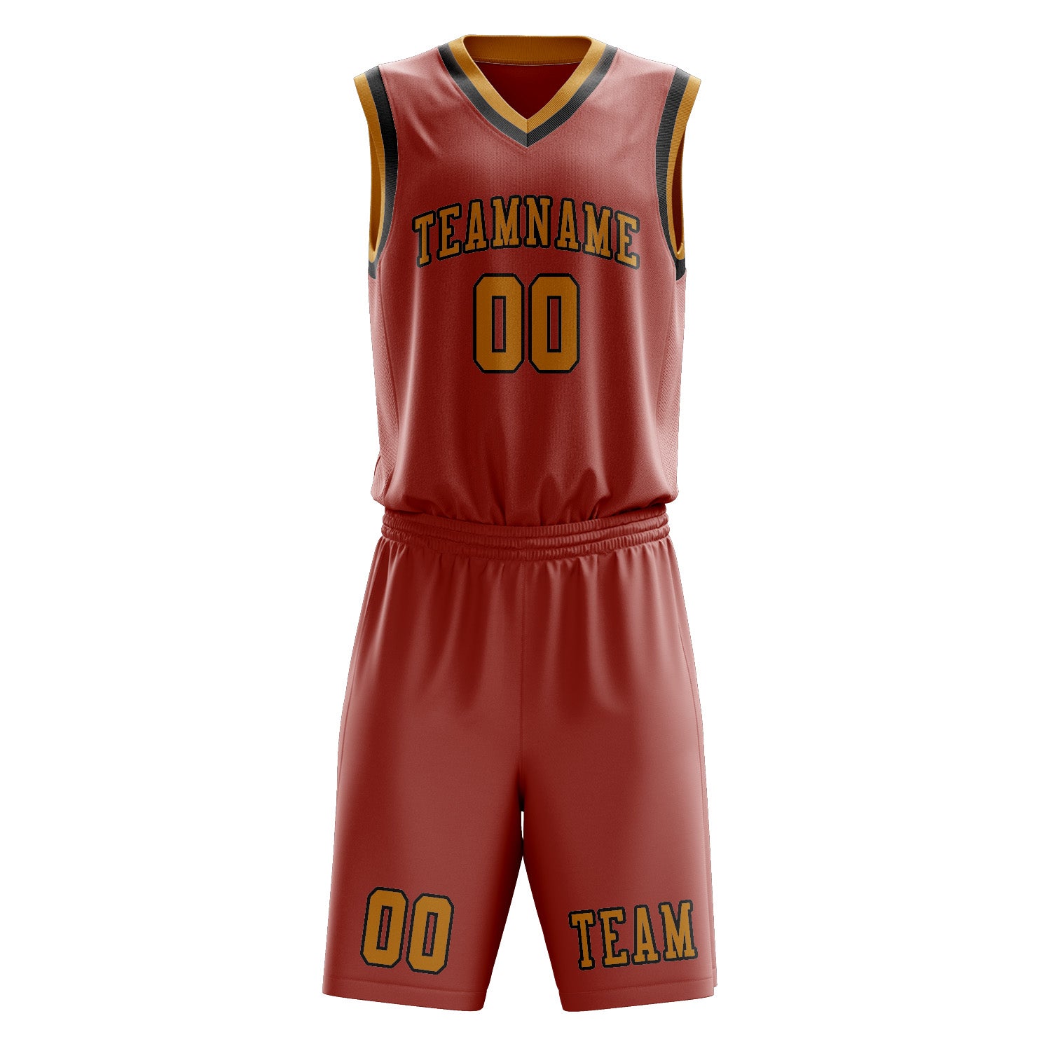 Benutzerdefiniertes Professionelles Kupferrose Gelb Basketballtrikot-Set