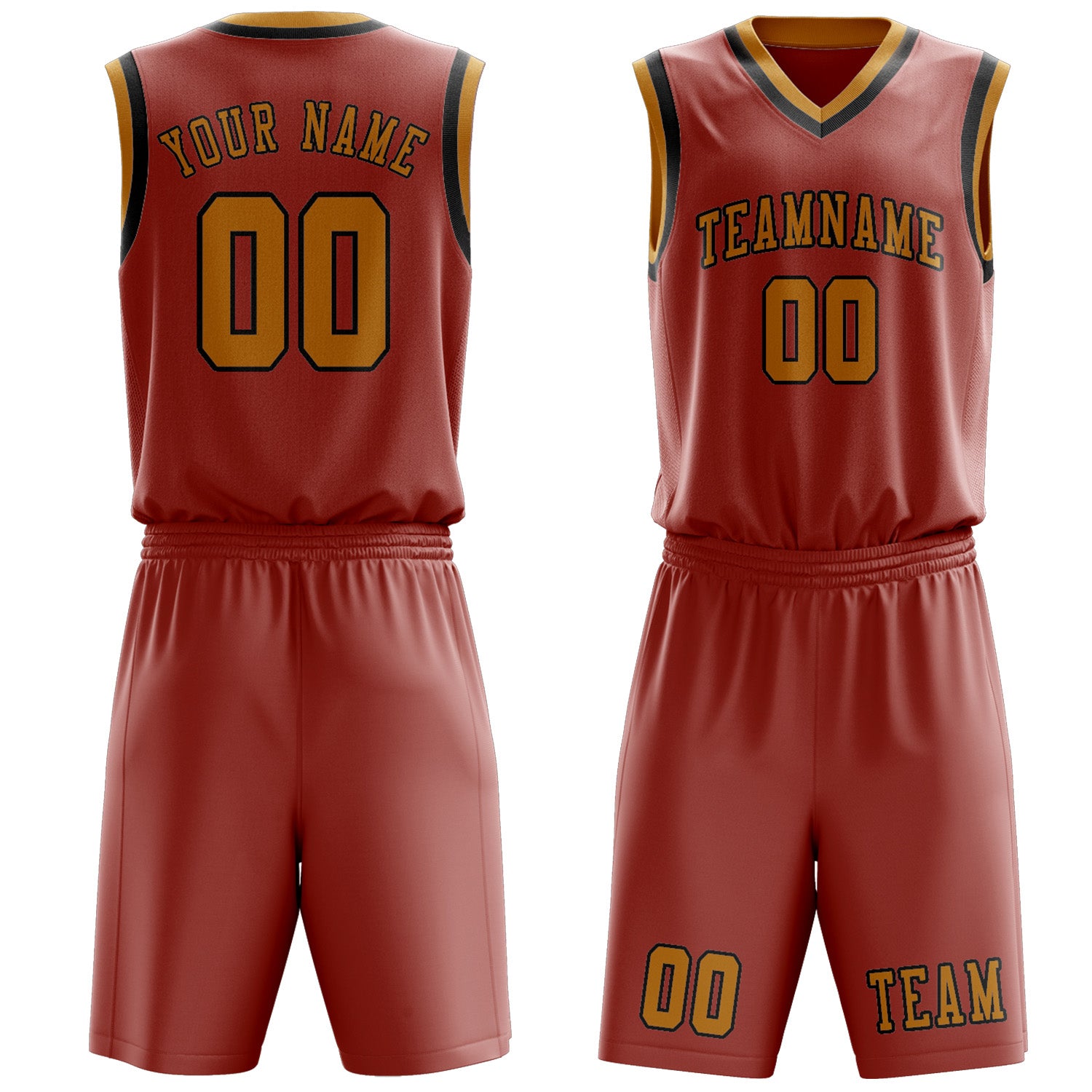 Benutzerdefiniertes Professionelles Kupferrose Gelb Basketballtrikot-Set