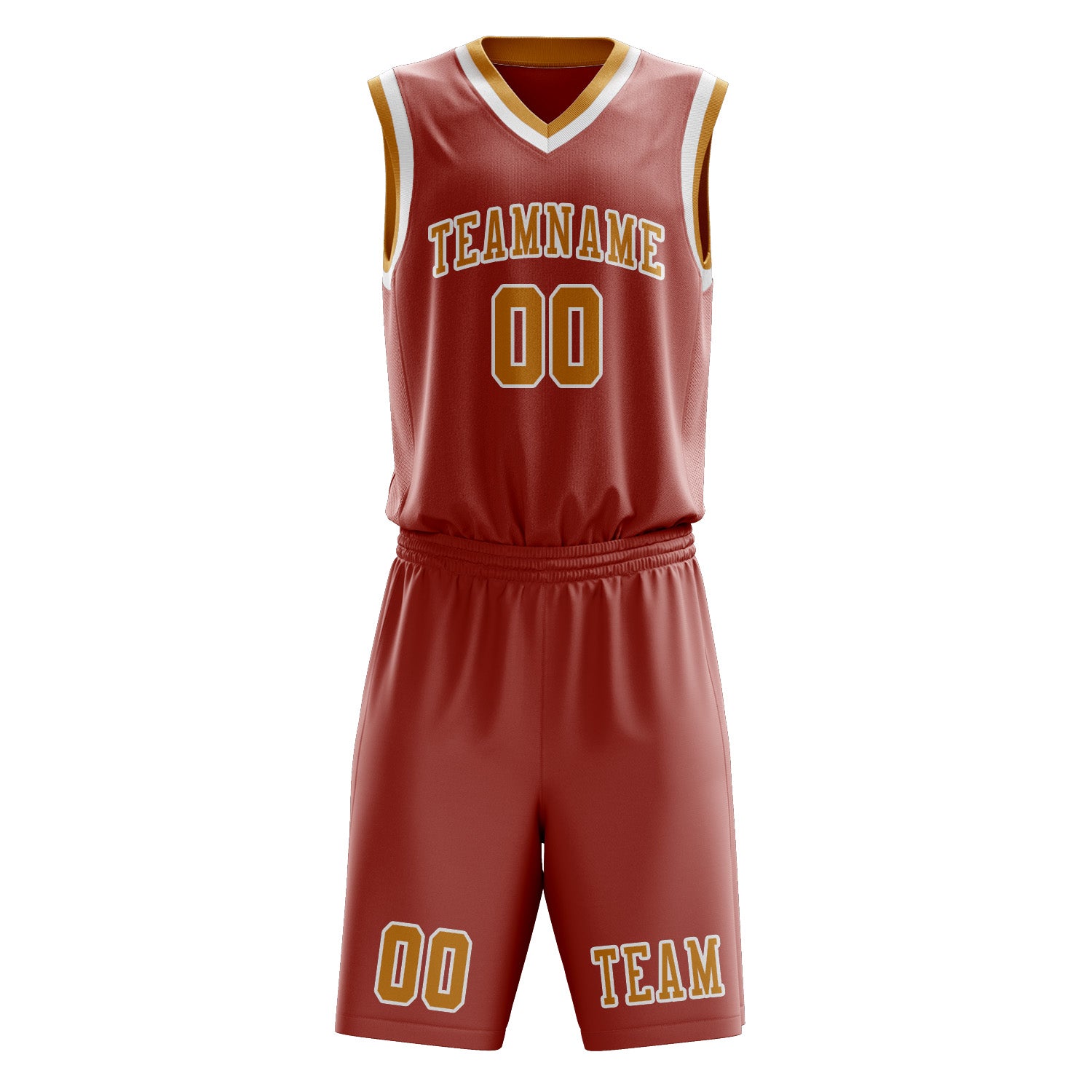 Benutzerdefiniertes Professionelles Kupferrose Gelb Basketballtrikot-Set