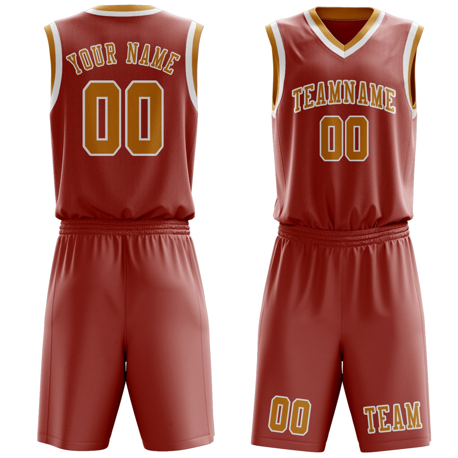 Benutzerdefiniertes Professionelles Kupferrose Gelb Basketballtrikot-Set