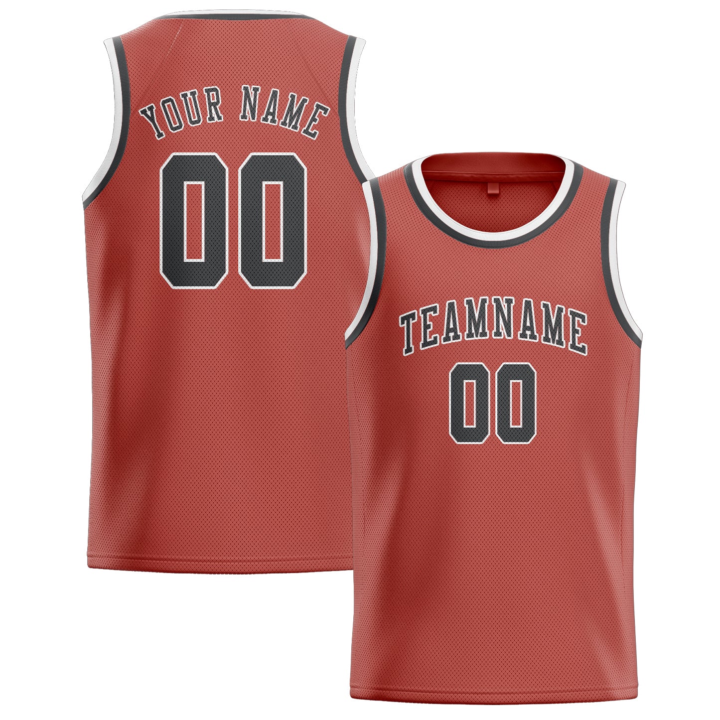 Benutzerdefiniertes Professionelles Kupferrose Dunkelgrau Basketballtrikot