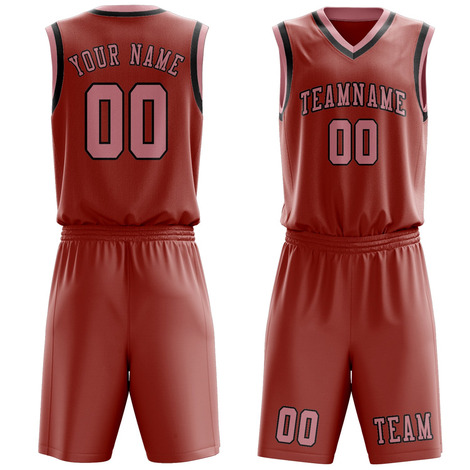 Benutzerdefiniertes Professionelles Kupferrose Rosa Basketballtrikot-Set