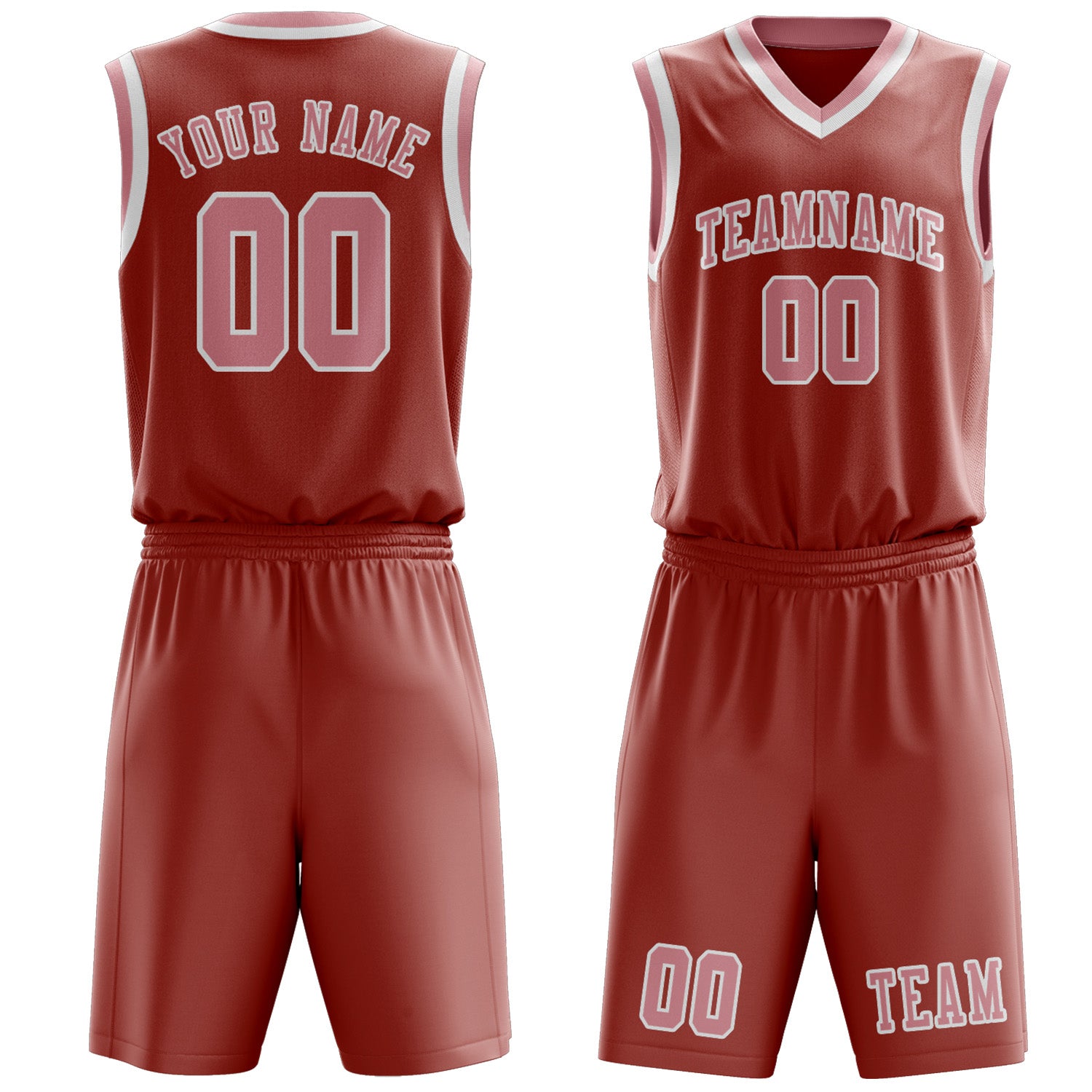 Benutzerdefiniertes Professionelles Kupferrose Rosa Basketballtrikot-Set