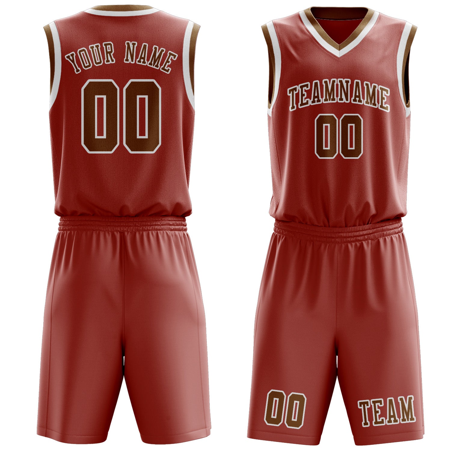 Benutzerdefiniertes Professionelles Kupferrose Khaki Basketballtrikot-Set