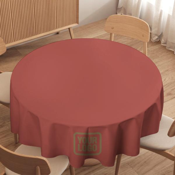 Maßgeschneidertes Kupferrose Hellkhaki Runde Tischdecke