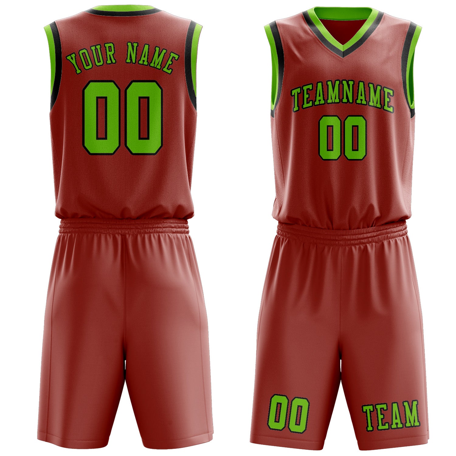 Benutzerdefiniertes Professionelles Kupferrose Smaragdgrün Basketballtrikot-Set