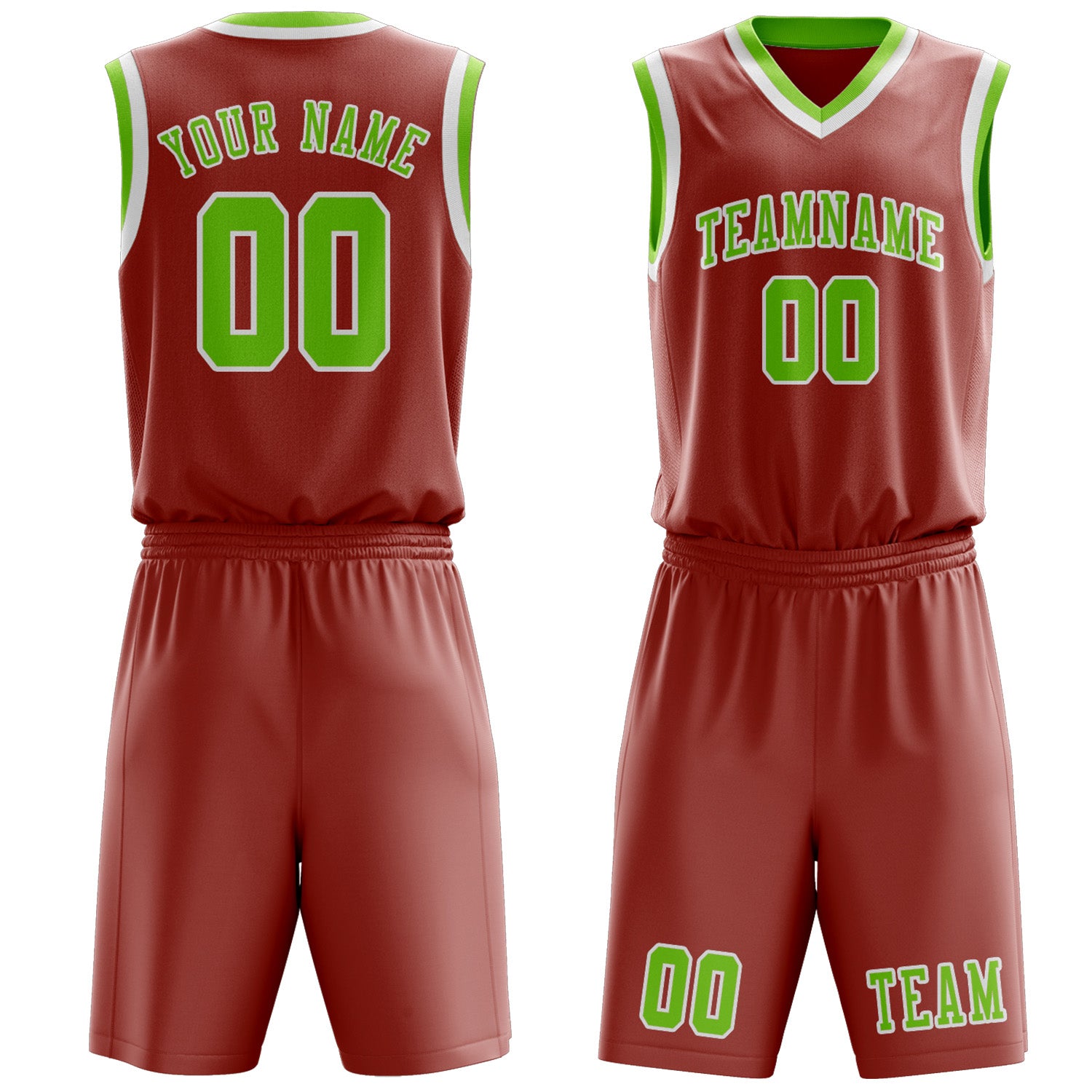Benutzerdefiniertes Professionelles Kupferrose Smaragdgrün Basketballtrikot-Set