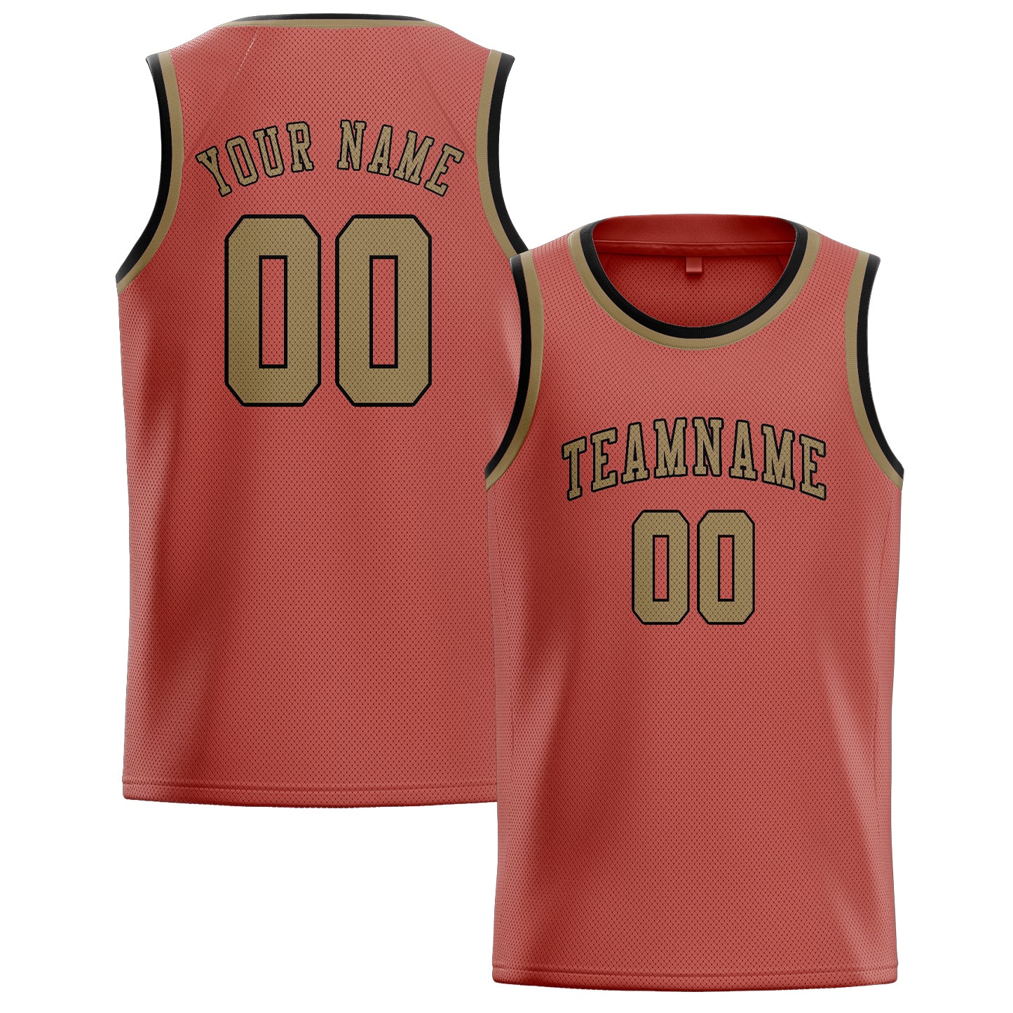 Benutzerdefiniertes Professionelles Kupferrose Hellkhaki Basketballtrikot