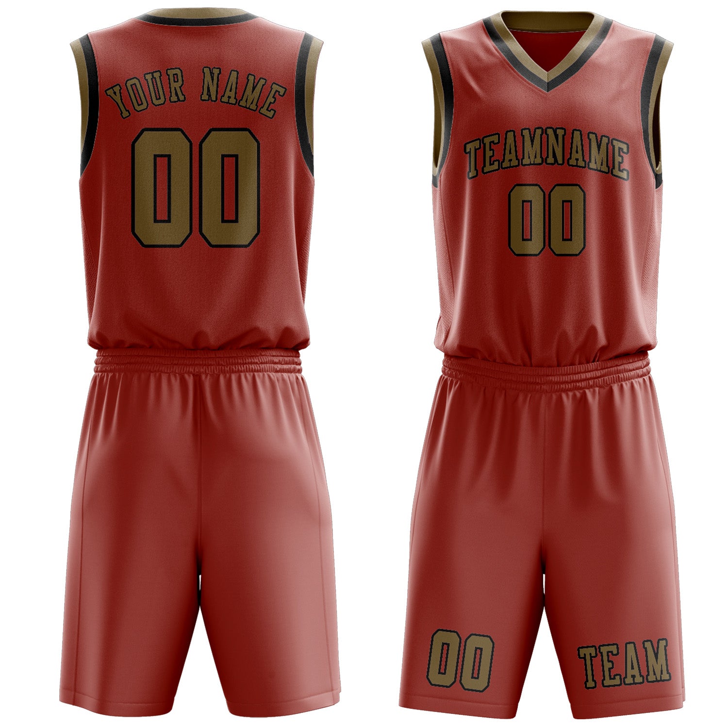 Benutzerdefiniertes Professionelles Kupferrose Hellkhaki Basketballtrikot-Set