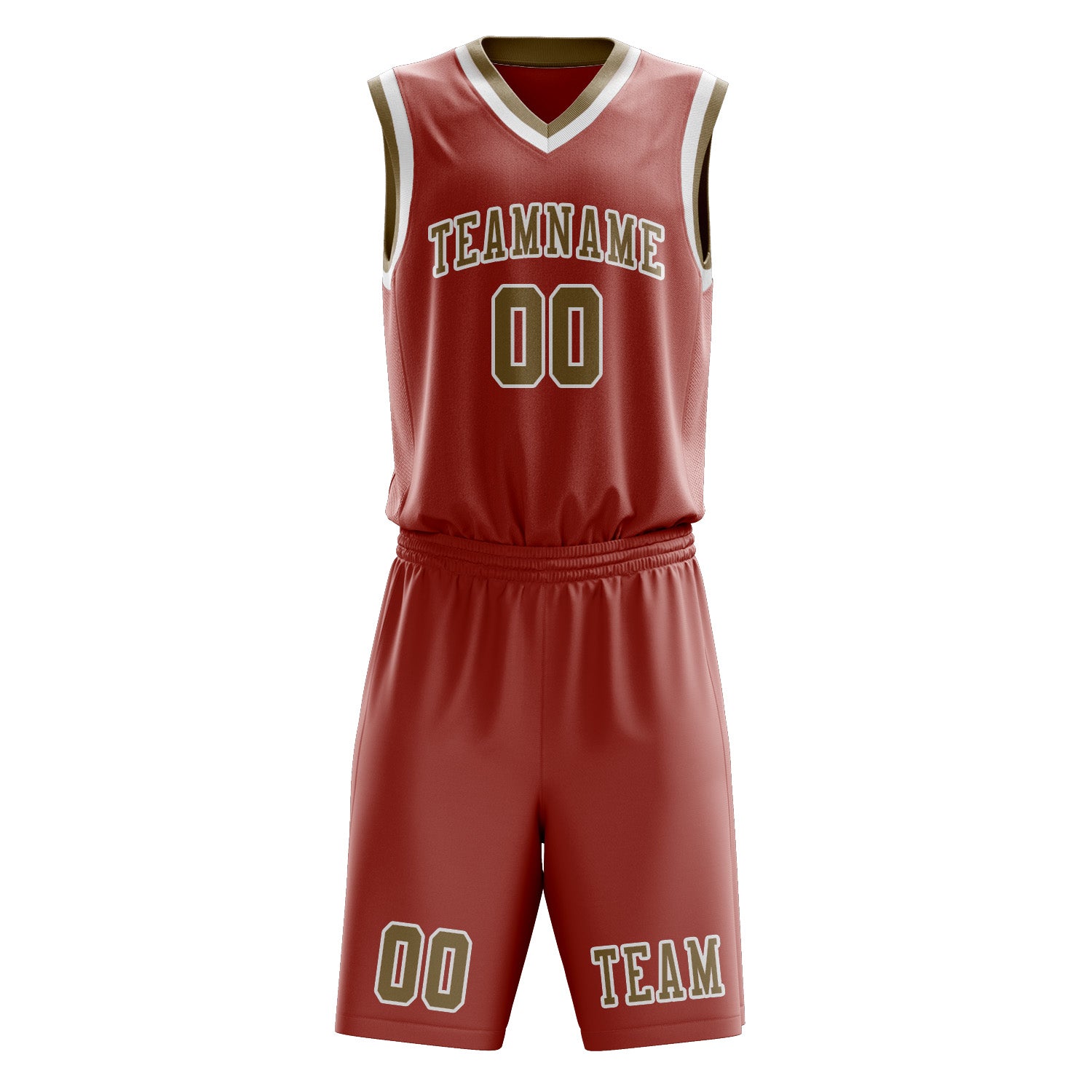 Benutzerdefiniertes Professionelles Kupferrose Hellkhaki Basketballtrikot-Set