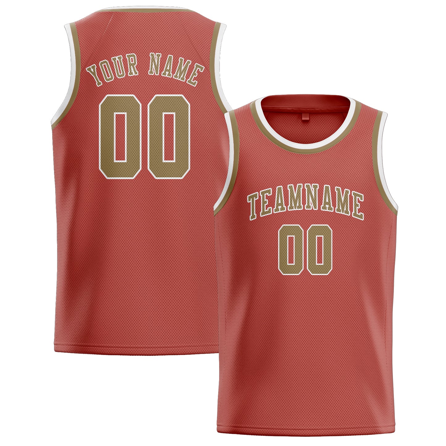 Benutzerdefiniertes Professionelles Kupferrose Hellkhaki Basketballtrikot