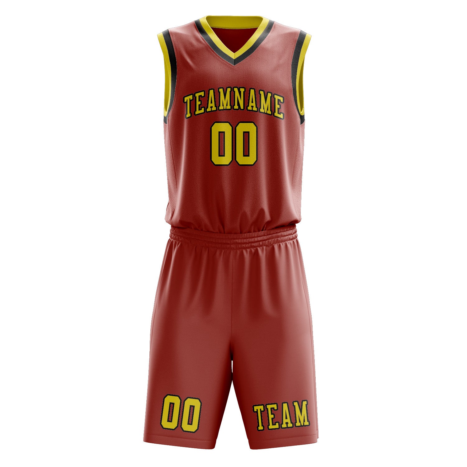 Benutzerdefiniertes Professionelles Kupferrose Blassgelb Basketballtrikot-Set