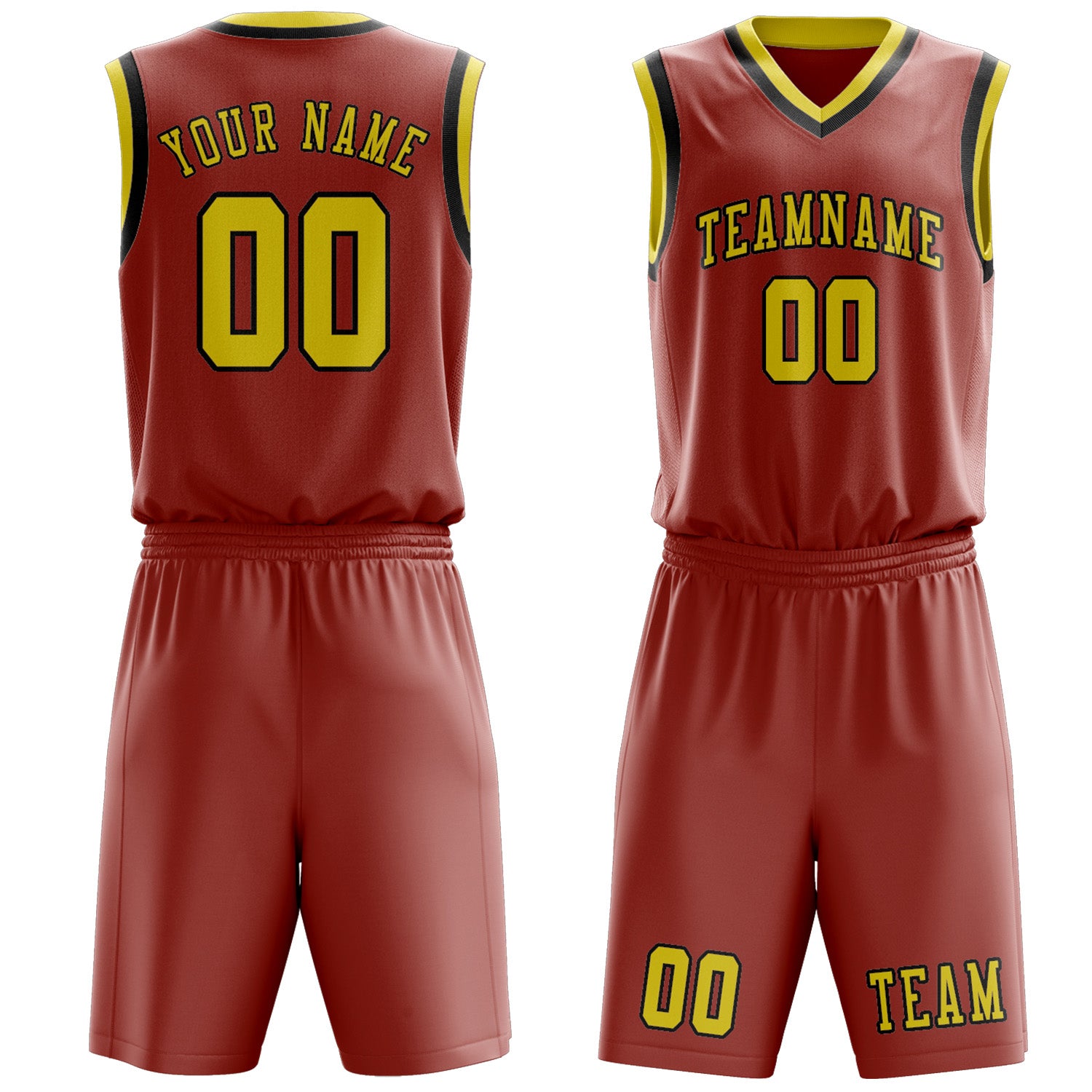 Benutzerdefiniertes Professionelles Kupferrose Blassgelb Basketballtrikot-Set