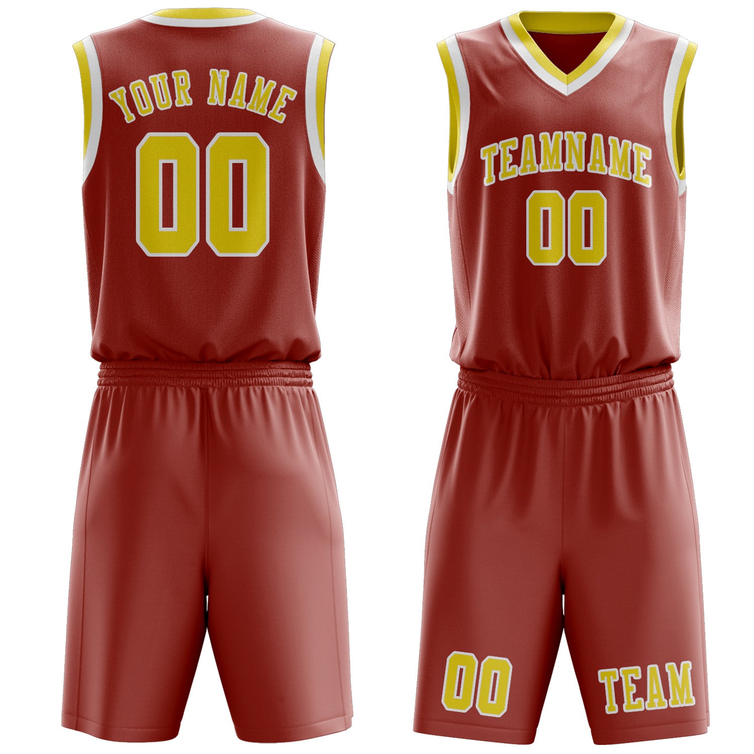 Benutzerdefiniertes Professionelles Kupferrose Blassgelb Basketballtrikot-Set