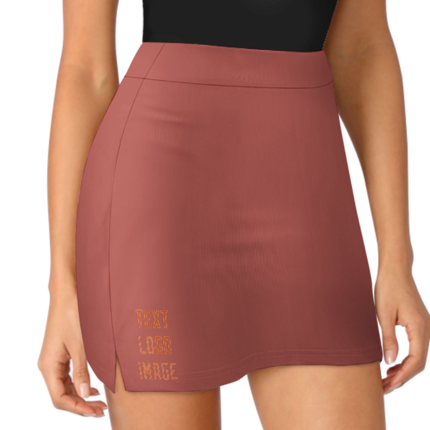 Maßgeschneidertes Kupferrose Orange A-Linien Skort