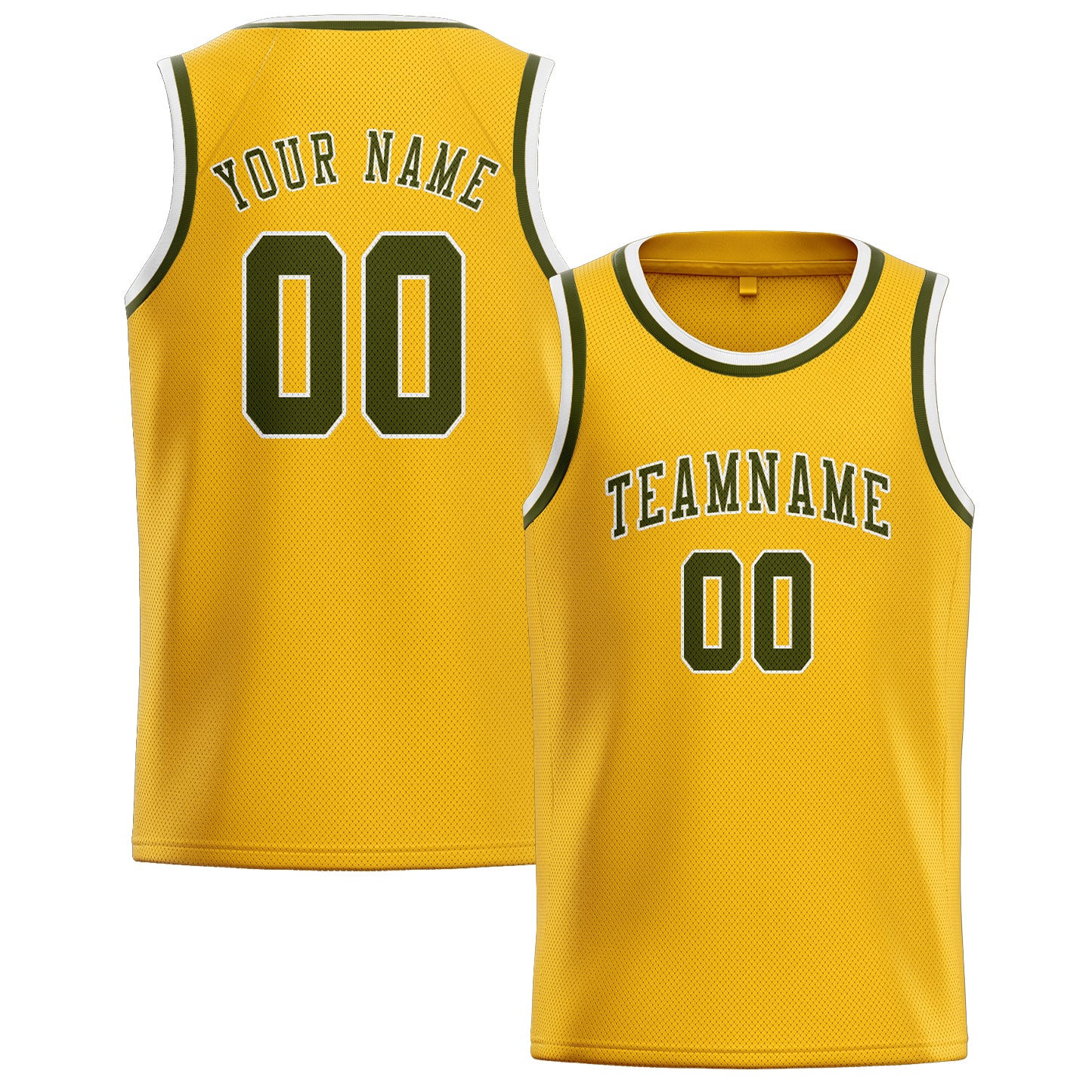 Benutzerdefiniertes Professionelles Gold Dunkles Oliv Basketballtrikot