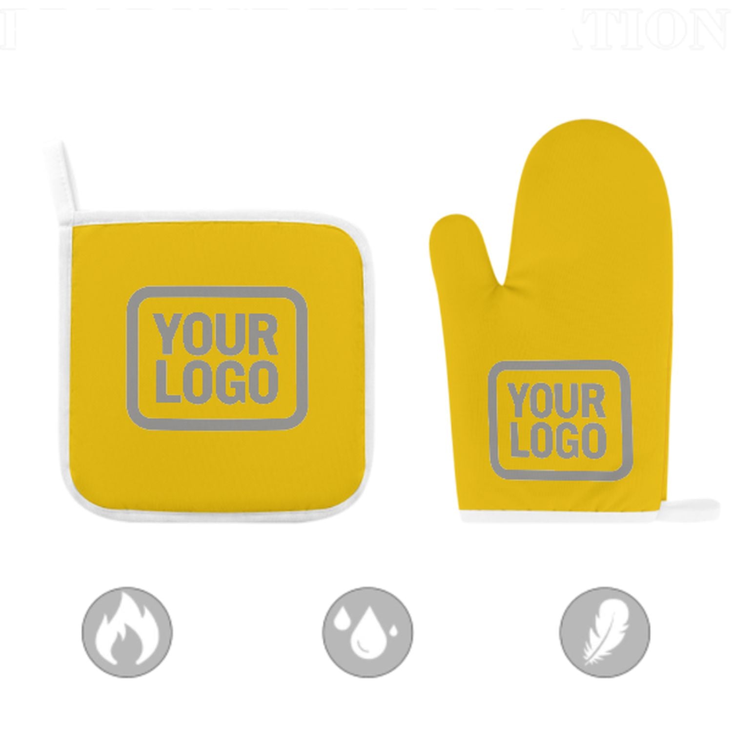 Maßgeschneidertes Gold  Grau Topfhandschuh Set – 2-teilig