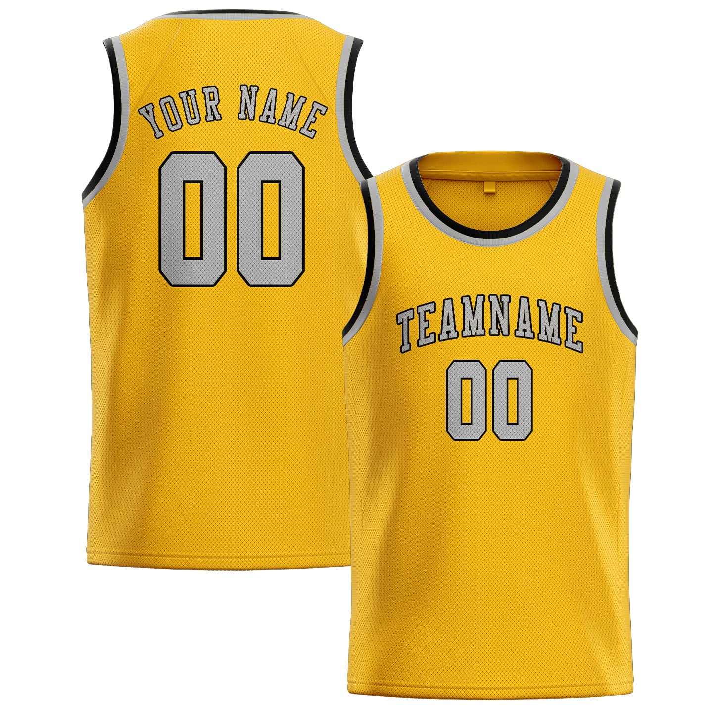 Benutzerdefiniertes Professionelles Gold Grau Basketballtrikot