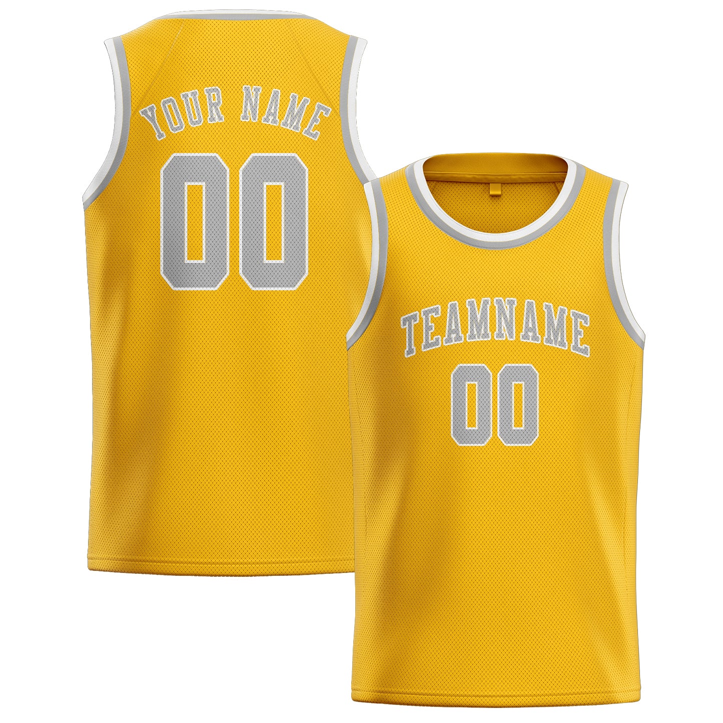 Benutzerdefiniertes Professionelles Gold Grau Basketballtrikot