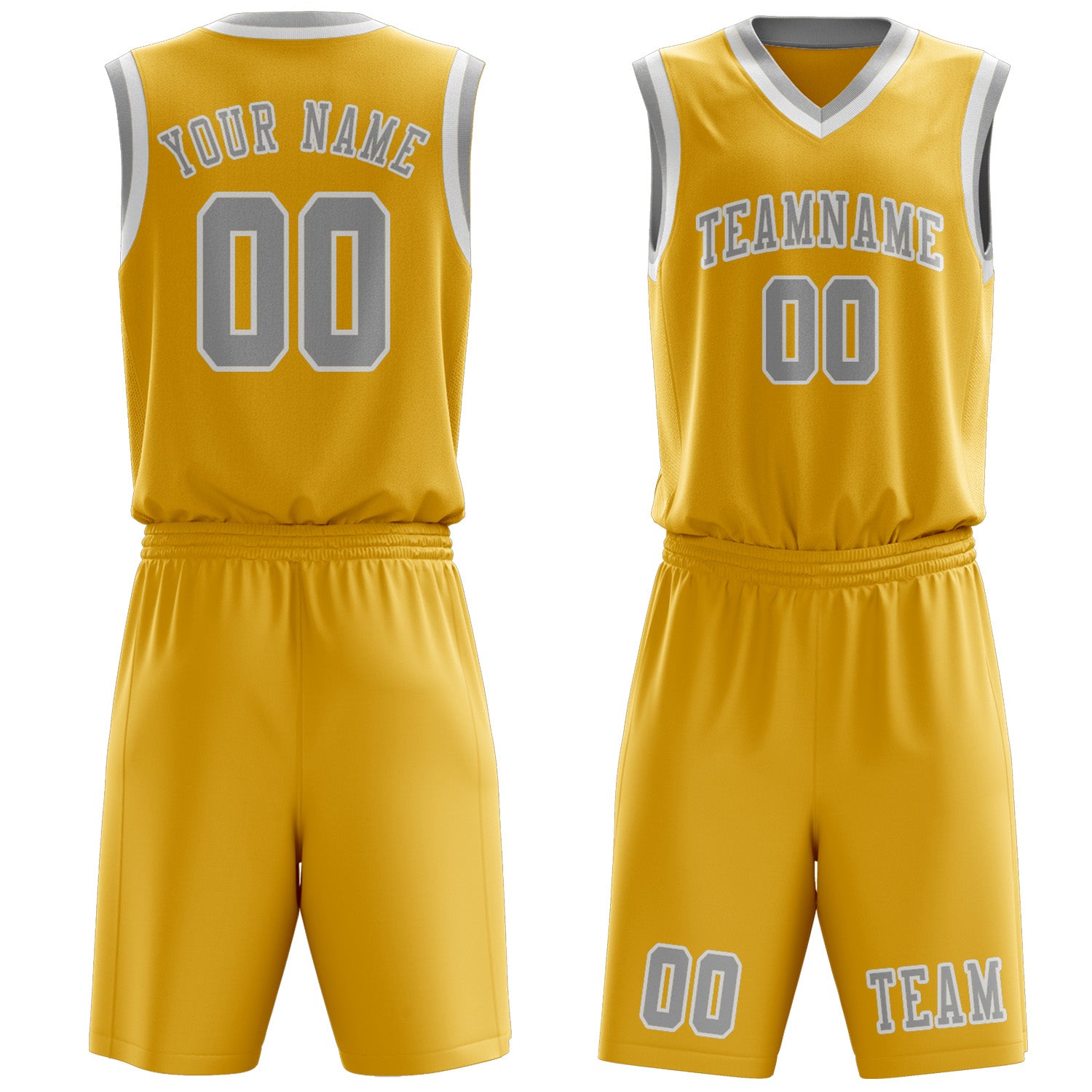 Benutzerdefiniertes Professionelles Gold Grau Basketballtrikot-Set