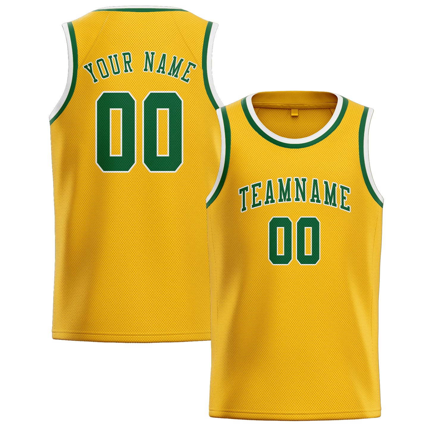 Benutzerdefiniertes Professionelles Gold Moosgrün Basketballtrikot