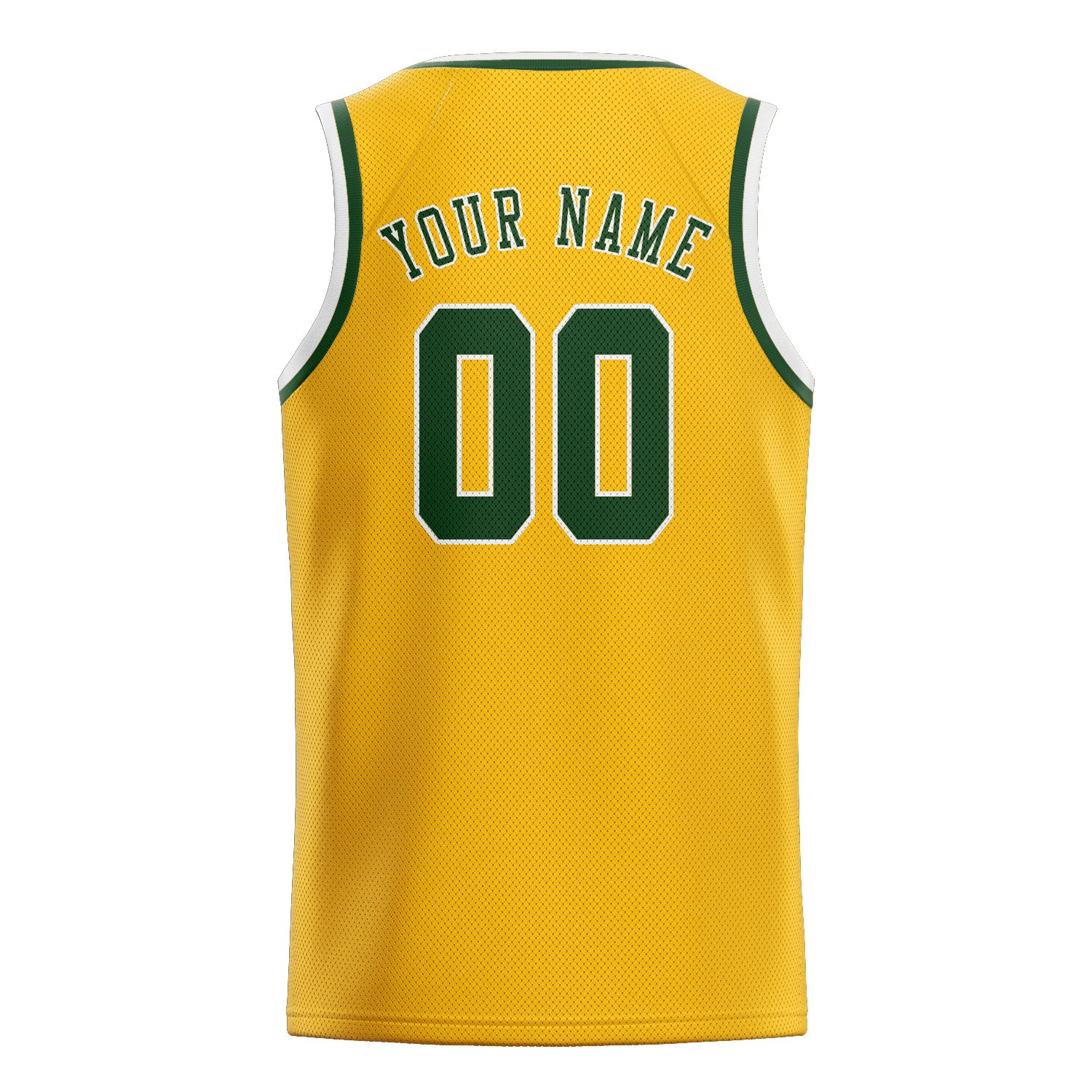 Benutzerdefiniertes Professionelles Gold Tannengrün Basketballtrikot