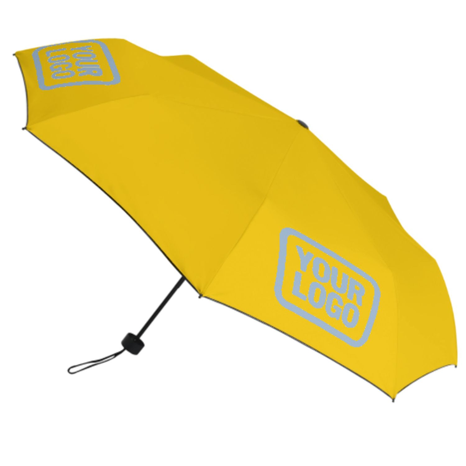 Maßgeschneidertes Gold Hellblau Automatik-Regenschirm