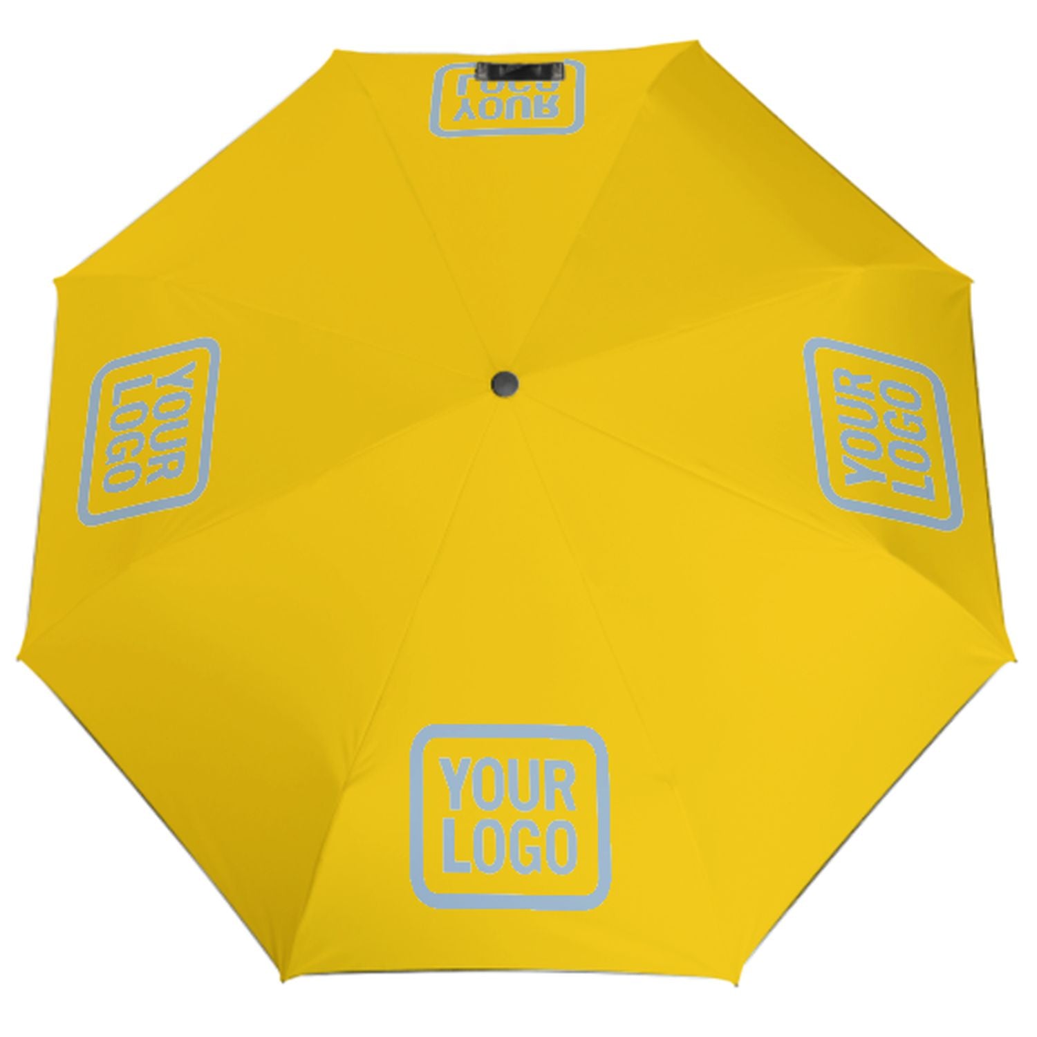 Maßgeschneidertes Gold Hellblau Automatik-Regenschirm