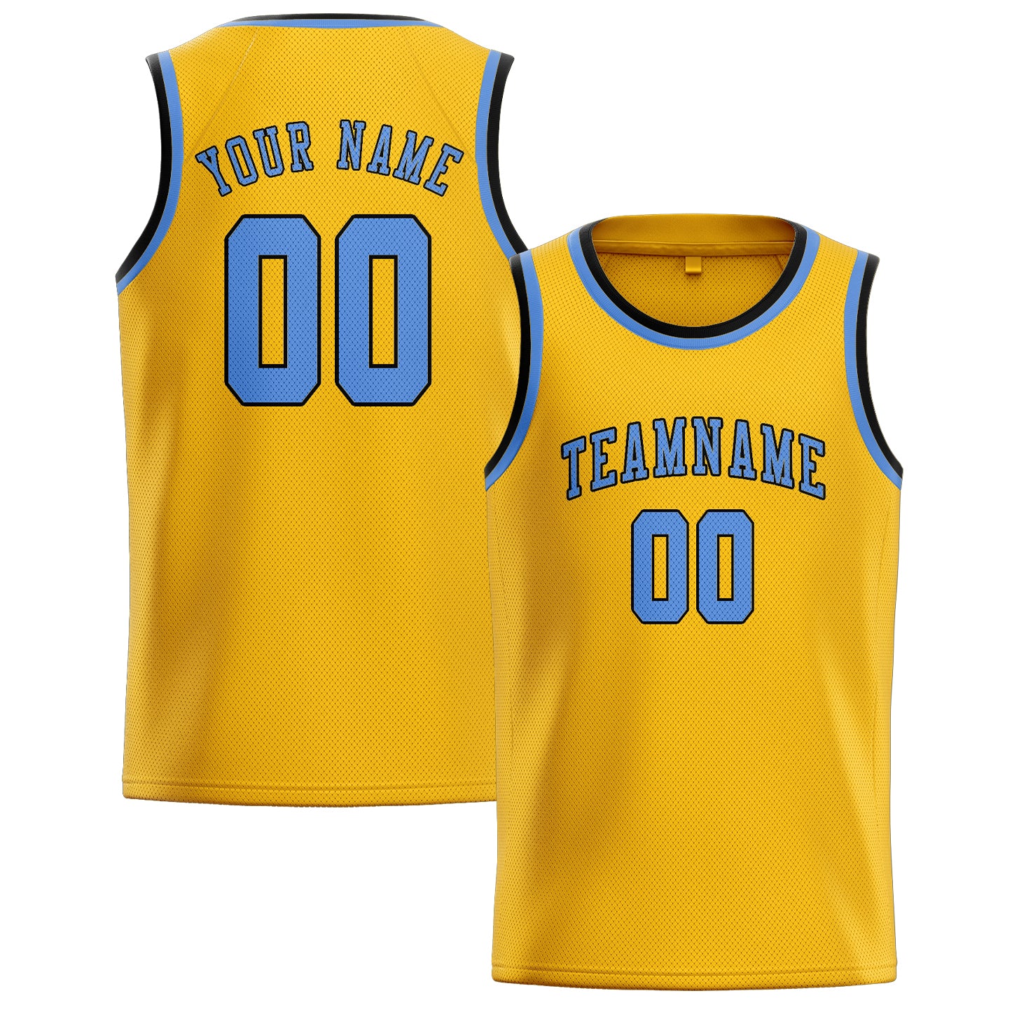 Benutzerdefiniertes Professionelles Gold Hellblau Basketballtrikot