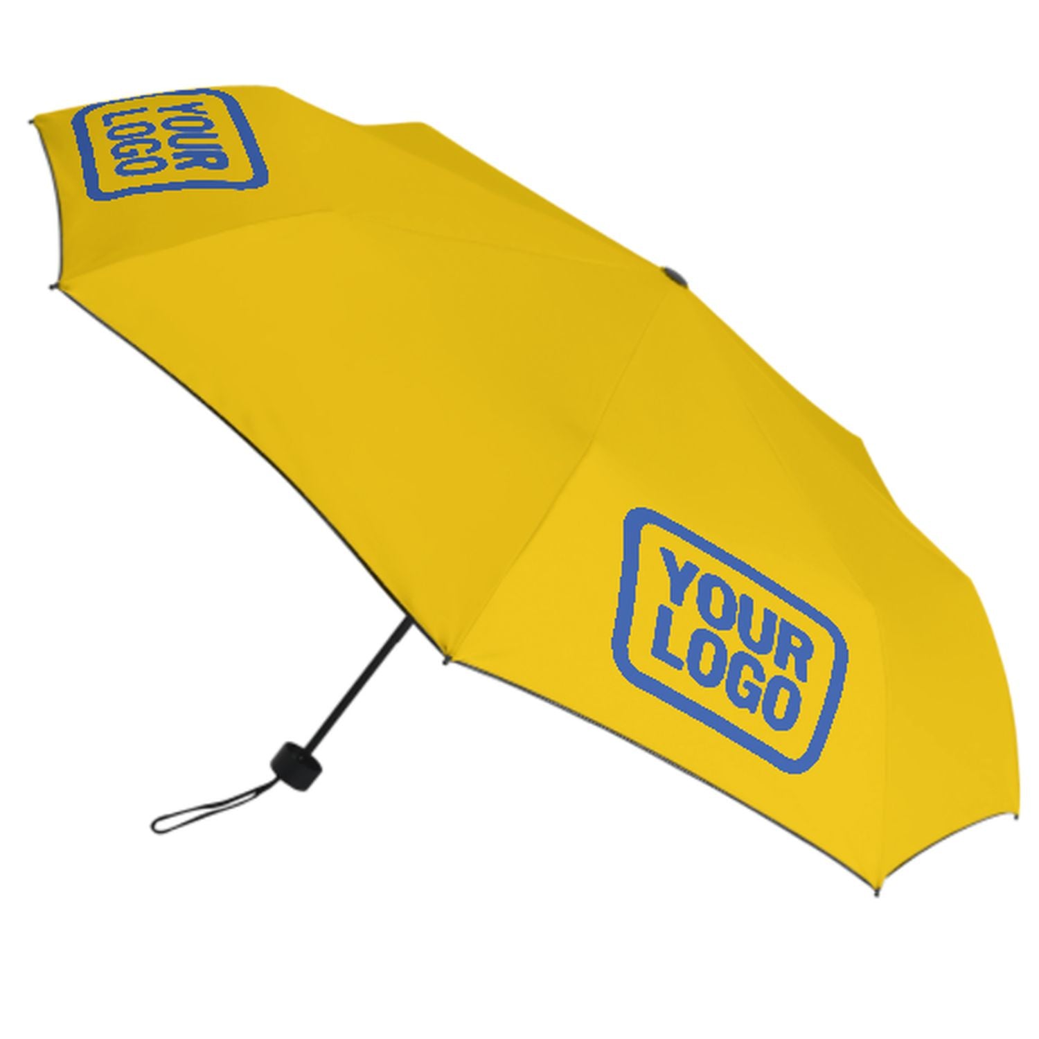 Maßgeschneidertes Gold Himmelblau Automatik-Regenschirm