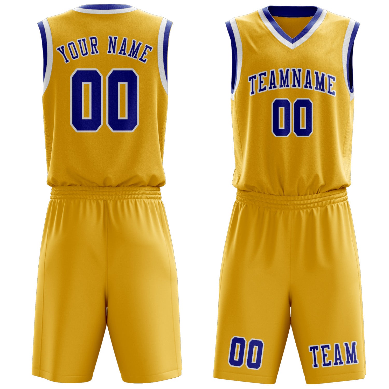 Benutzerdefiniertes Professionelles Gold Himmelblau Basketballtrikot-Set