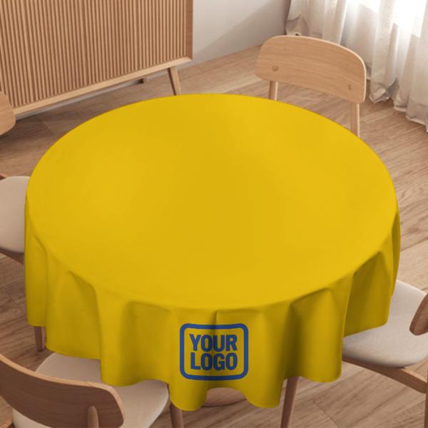 Maßgeschneidertes Gold Himmelblau Runde Tischdecke