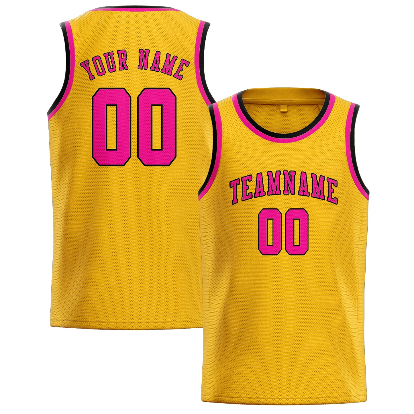 Benutzerdefiniertes Professionelles Gold Rosarot Basketballtrikot